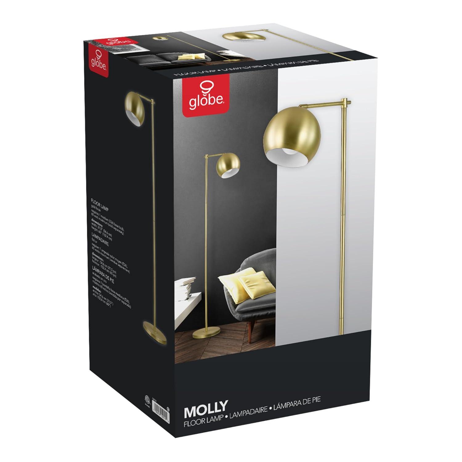 Miles 61" Matte Brass 2-Light Floor Lamp with In-Line On/Off Foot Switch