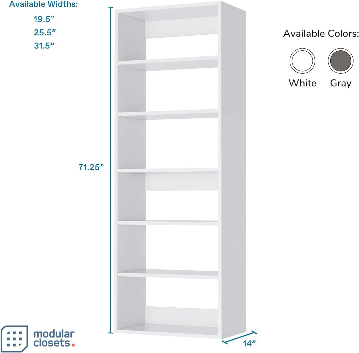 White Modular Closet Shelf Tower with Adjustable Shelves