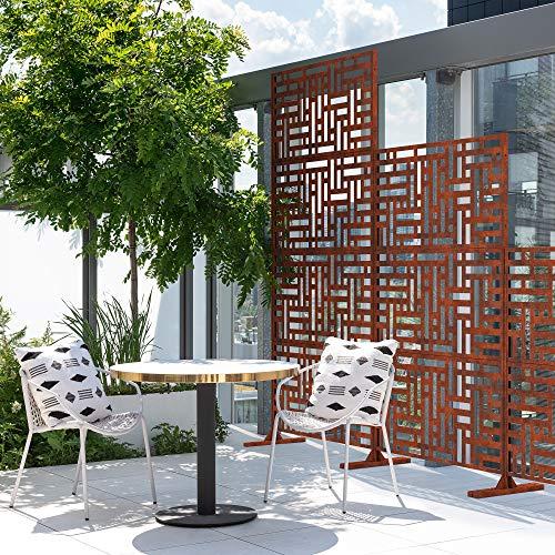 Veradek Corten Steel 76" Freestanding Outdoor Privacy Screen