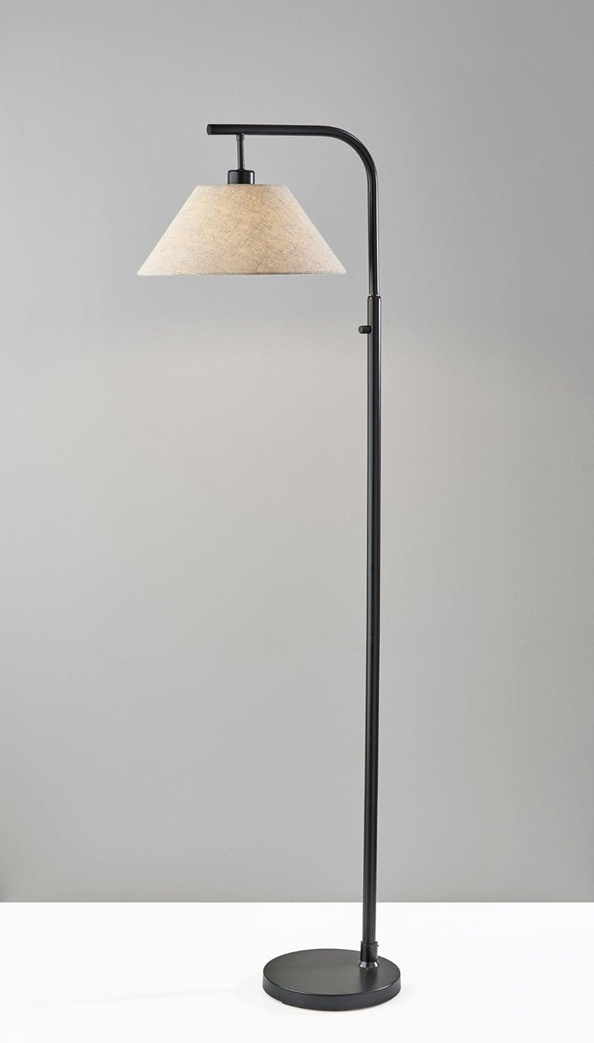 Adesso Hayes Floor Lamp Black: ETL Listed, Metal Body, Linen Drum Shade, 58" Height