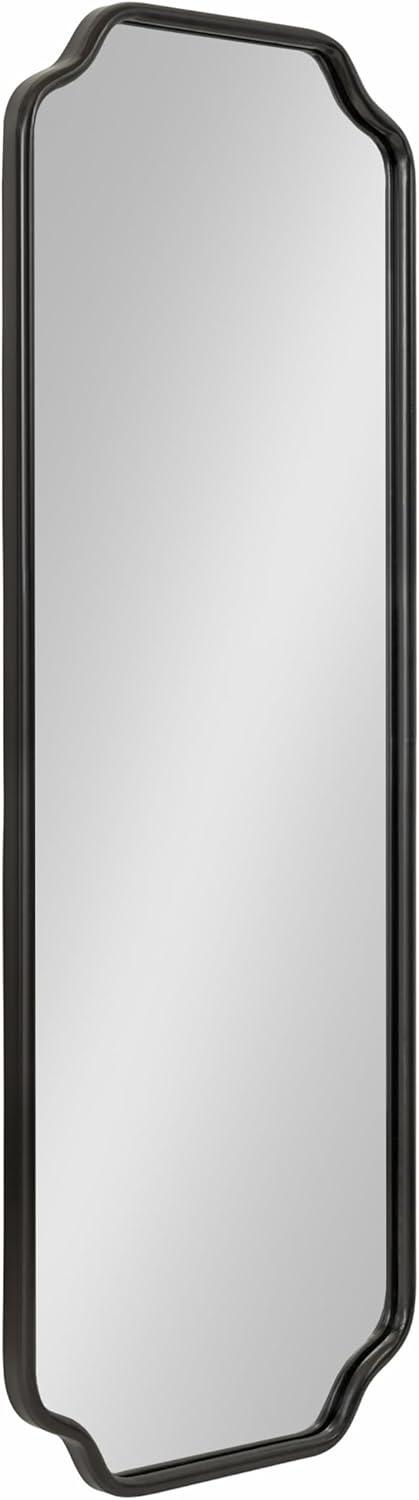 Kate and Laurel Plumley Scalloped Full Length Wall Mirror, 18 x 48, Black, Modern Panel Mirror Wall Decor for Use as Full Size Bedroom Mirror or Large Entryway Mirror