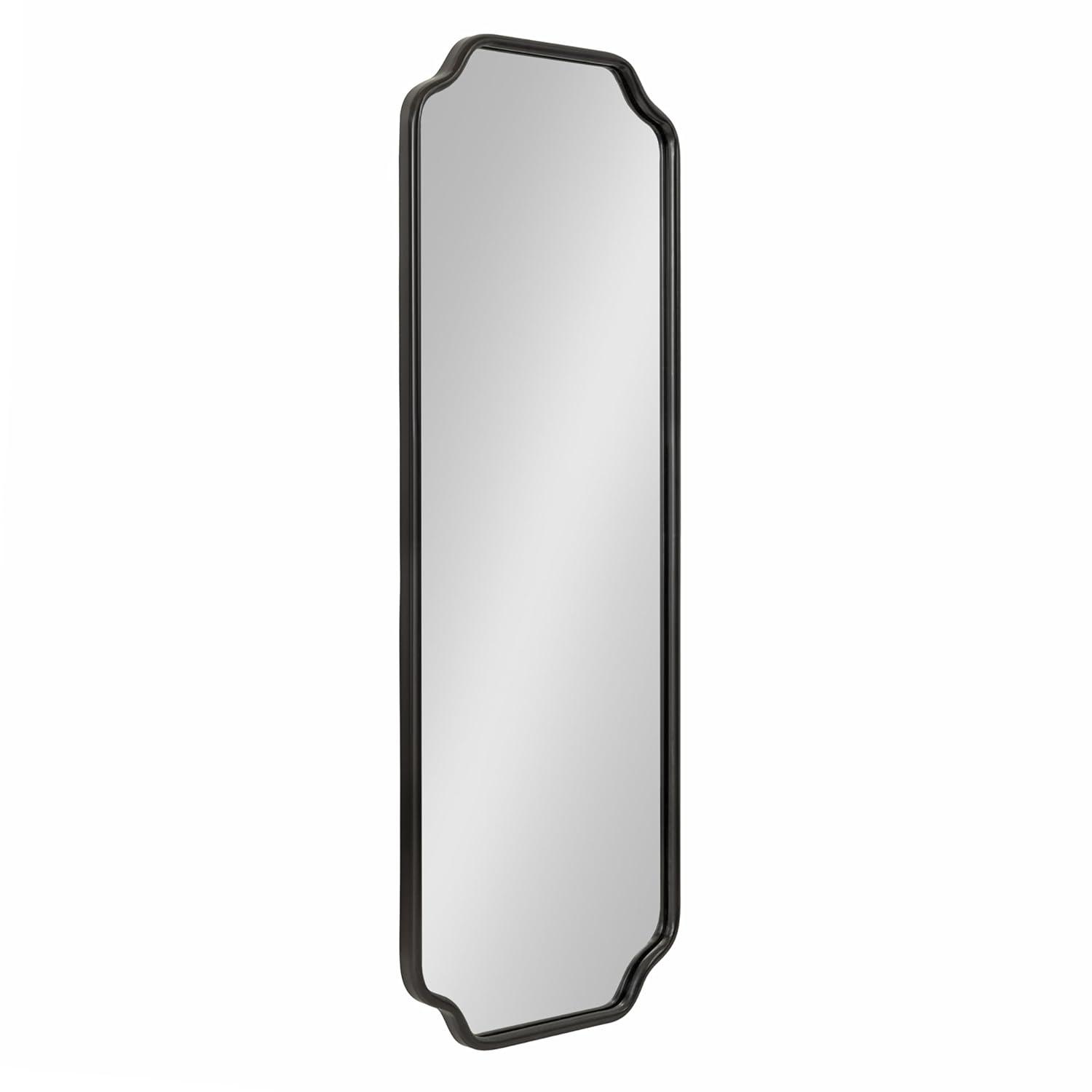 Kate & Laurel All Things Decor 18"x48" Plumley Framed Wall Mirror Black: Scallop Corner, Wall Mount