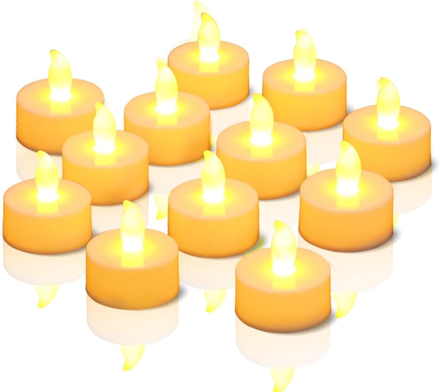Novelty Place 12 Pcs Flameless LED Tea Light Candles Flickering Electric Tealight Candles Battery-Powered