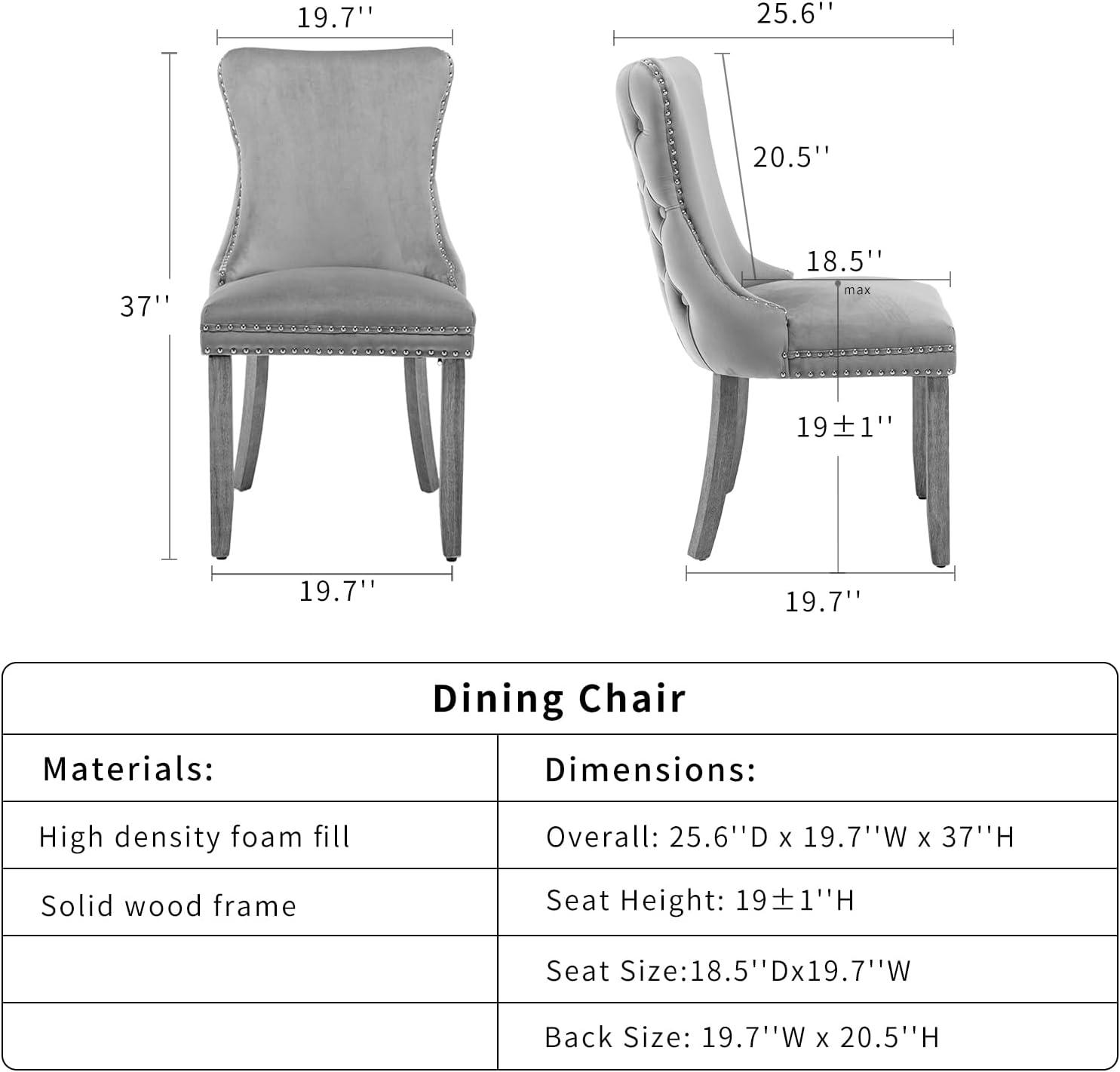 ODUSE-DAILY Beige Velvet Dining Chairs Set of 6, Kitchen & Dining Room Chairs, Sillas De Comedor, Nailheads Tufted, Fabric Upholstered, Solid Wood Frame (Beige, 6 Pcs)