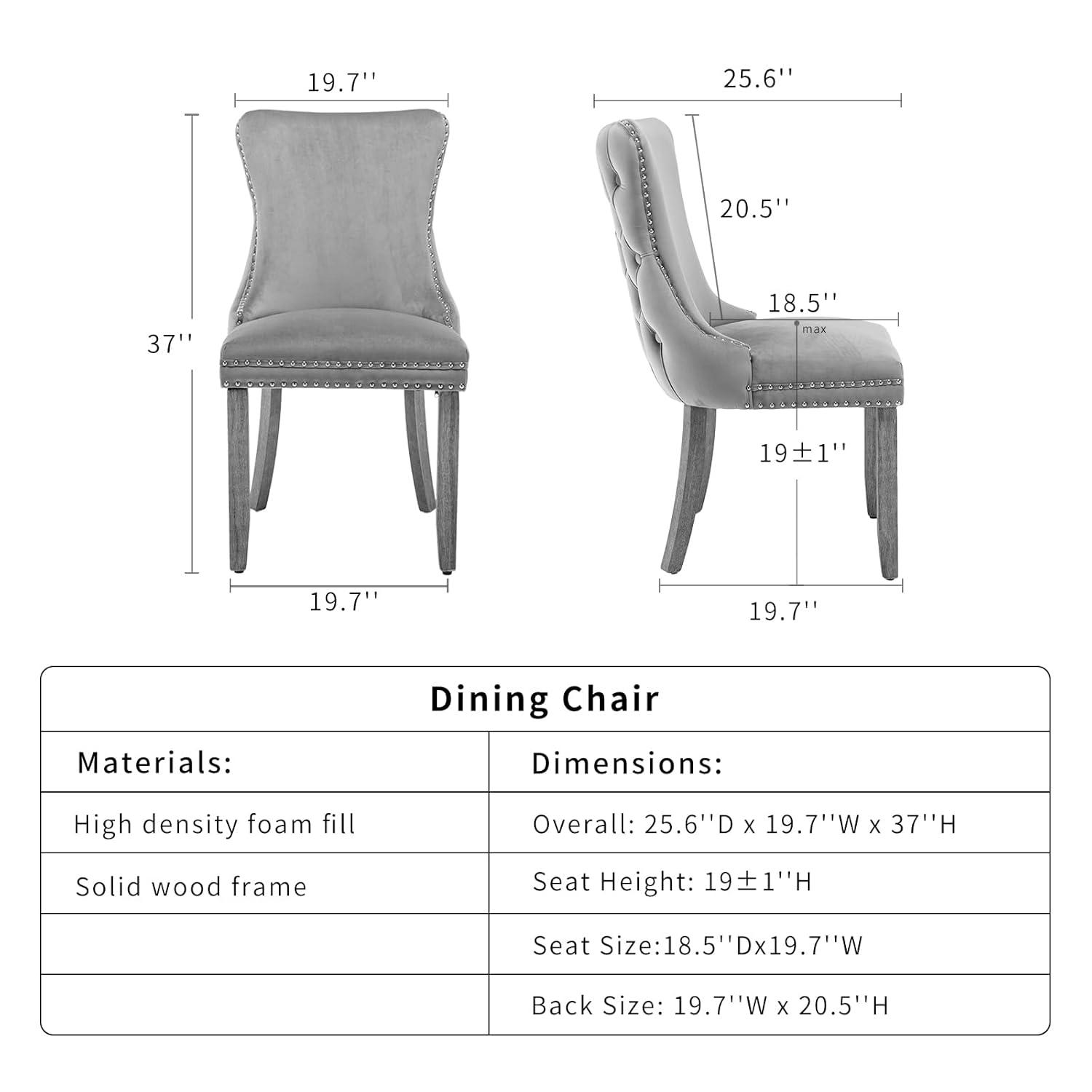 ODUSE-DAILY Beige Velvet Dining Chairs Set of 6, Kitchen & Dining Room Chairs, Sillas De Comedor, Nailheads Tufted, Fabric Upholstered, Solid Wood Frame (Beige, 6 Pcs)