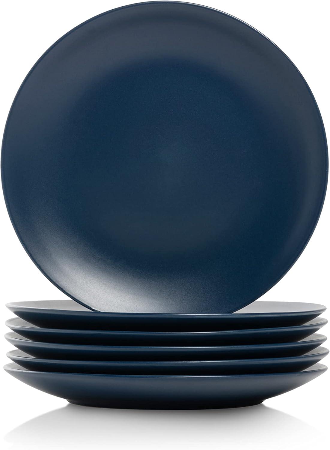 Midnight Blue Matte Ceramic Salad/Dessert Plates, Set of 6