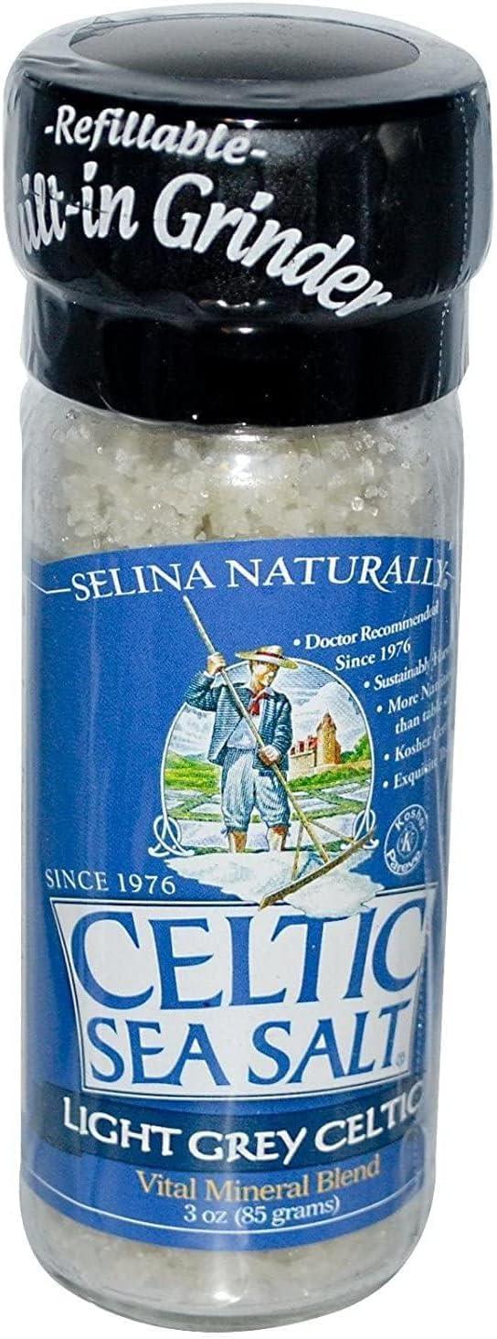 Celtic Sea Salt Light Grey Coarse Sea Salt, 3 Oz Grinder