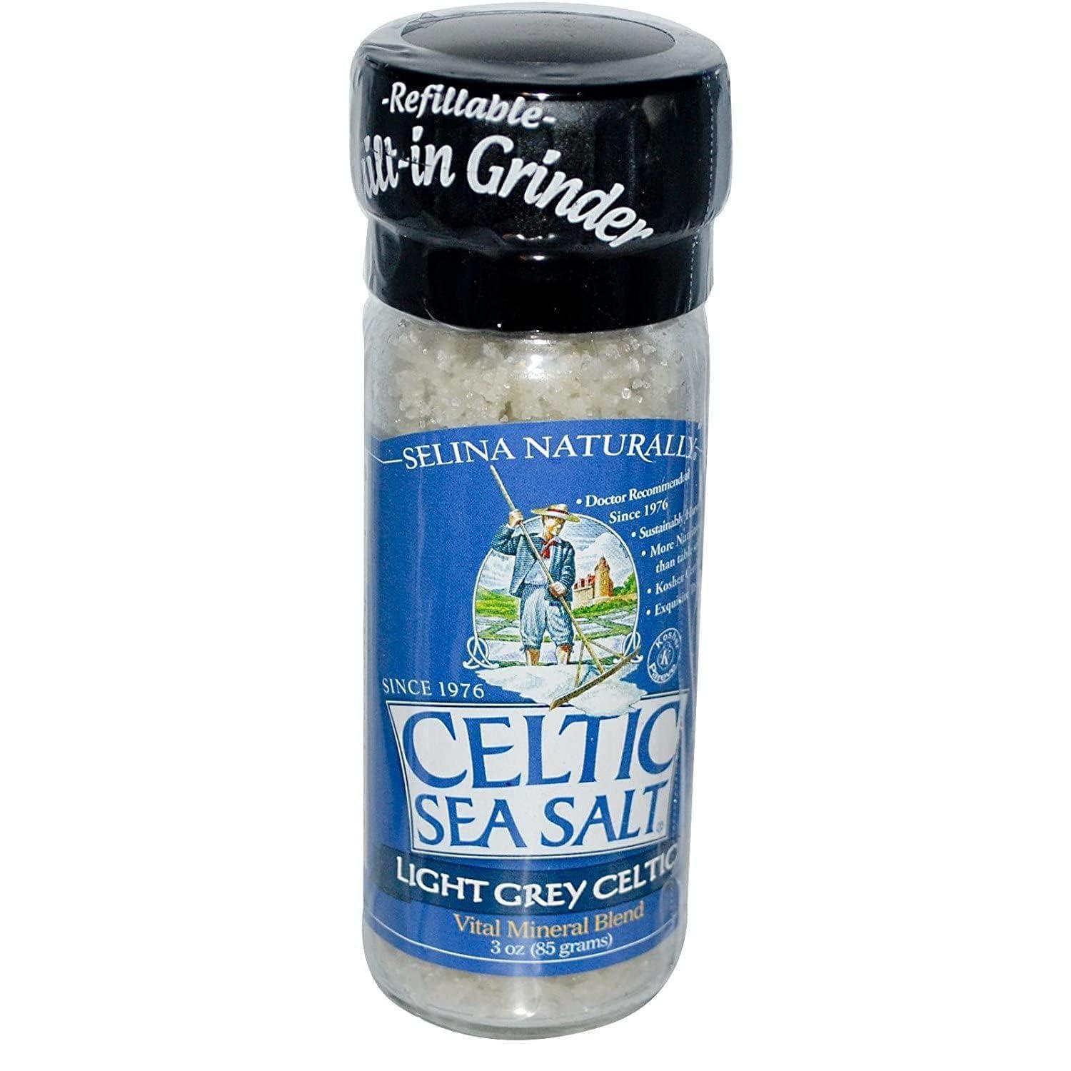 Celtic Sea Salt Light Grey Coarse Sea Salt, 3 Oz Grinder