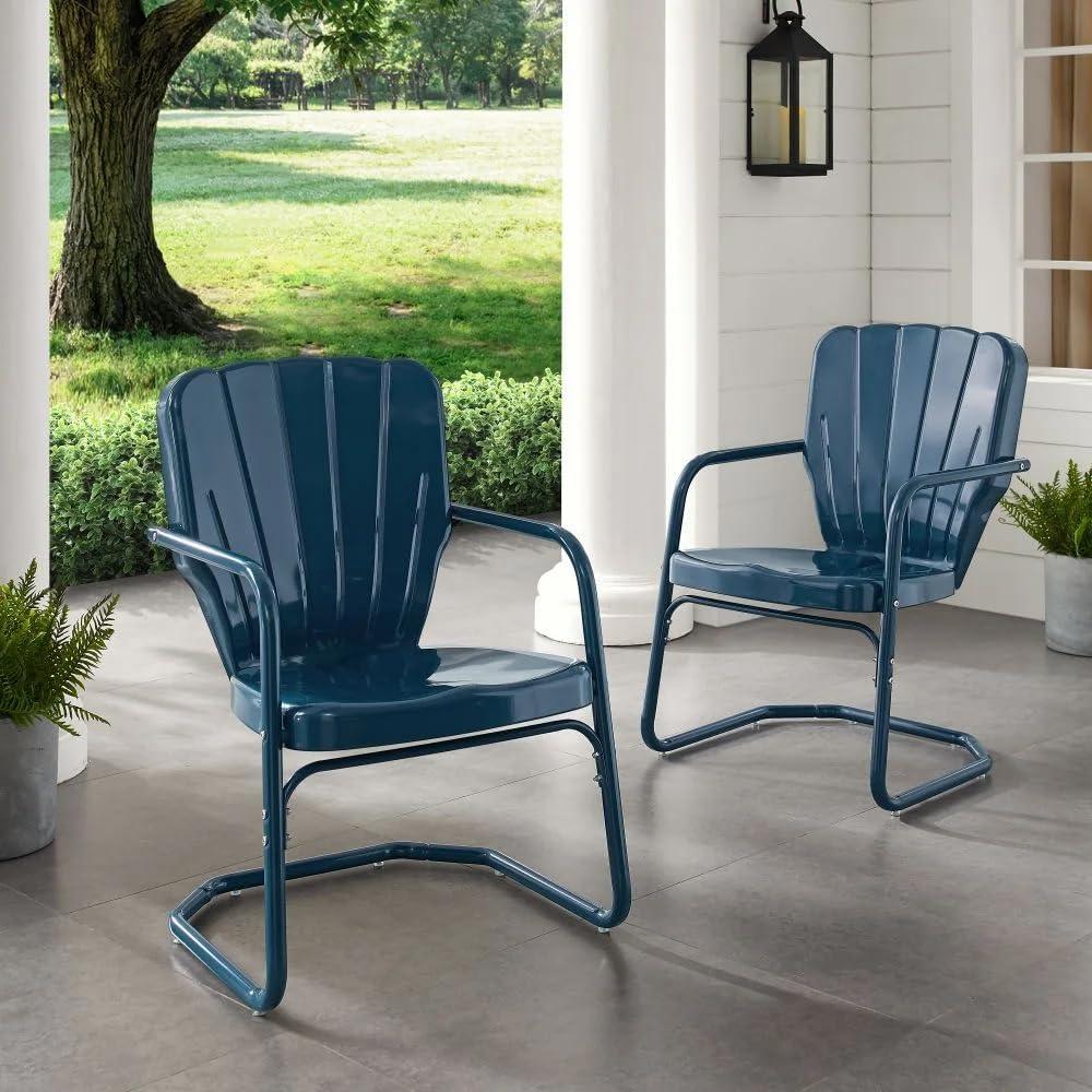 Ridgeland Metal Chair, Navy Gloss - Set of 2, 34.25 x 19.5 x 23.25 in.