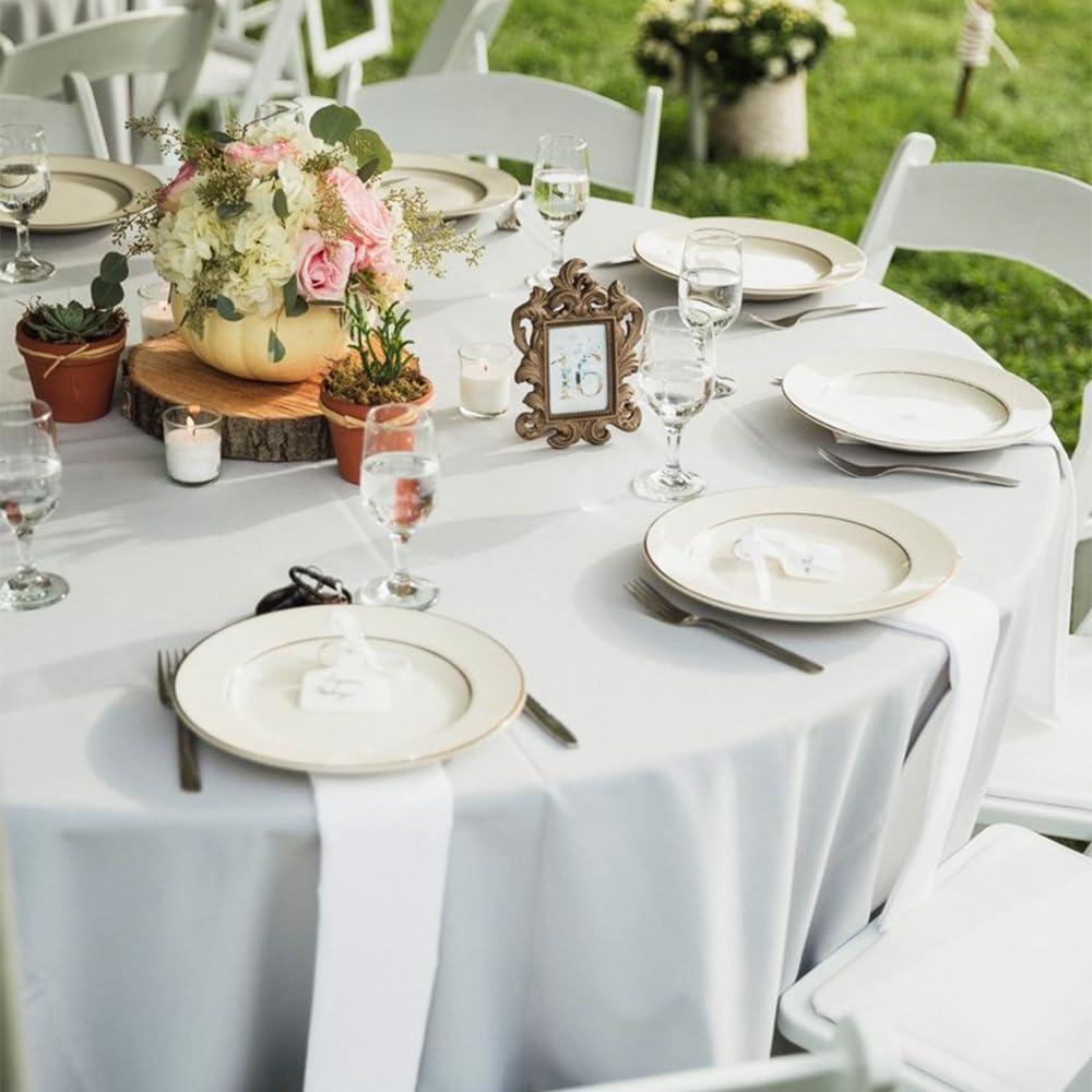 10 Pack Round Tablecloth White 120 Inch, Stain Resistant and Wrinkle Polyester Table Cloth, Washable Table Cover for Kitchen Dining, Wedding, Buffet Table, Holiday Party