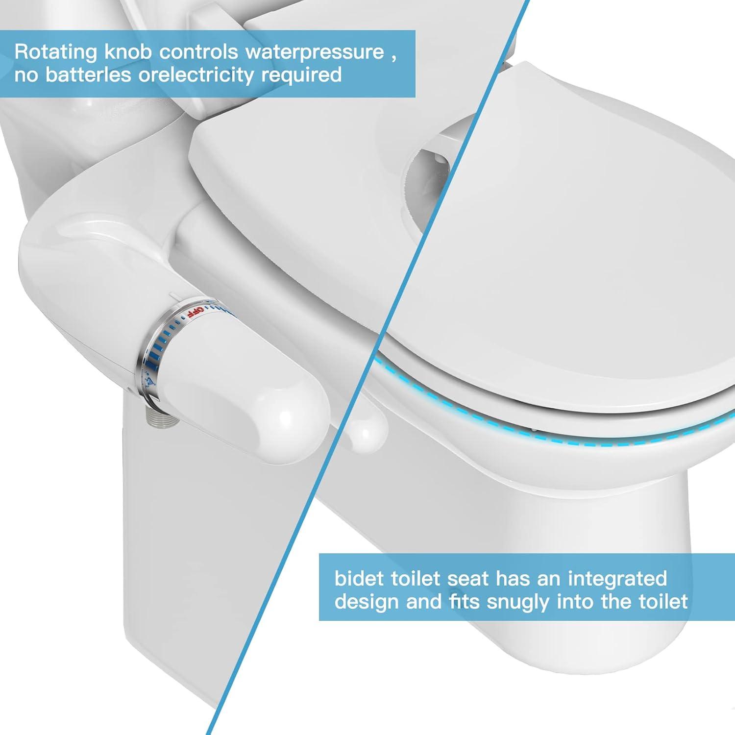 White Round Manual Bidet Toilet Seat with Quiet-Close Lid