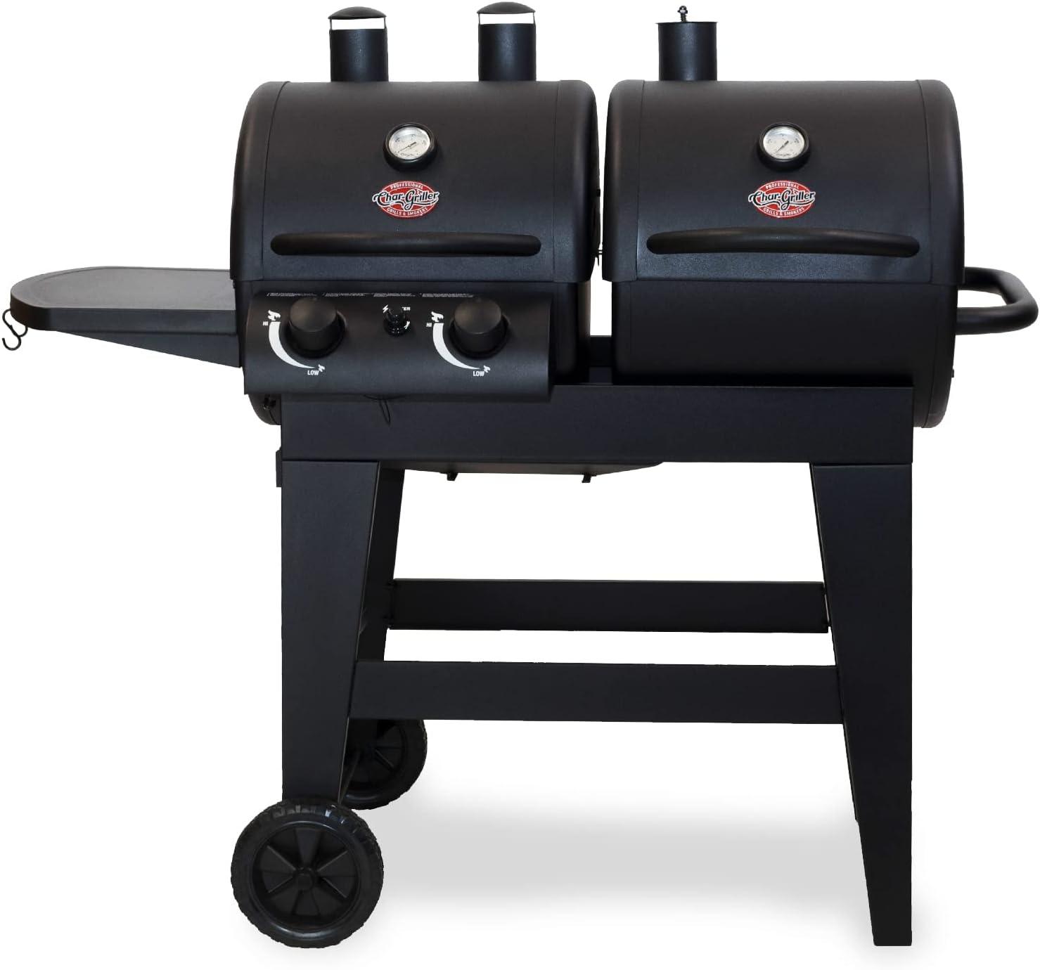 Dual Function Black Gas and Charcoal Grill with Smoker