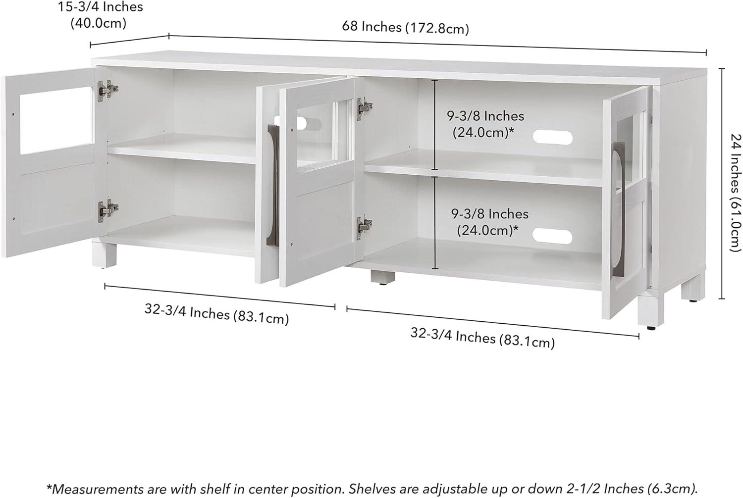 Holbrook Modern White 68" TV Stand with Glass & Solid Doors