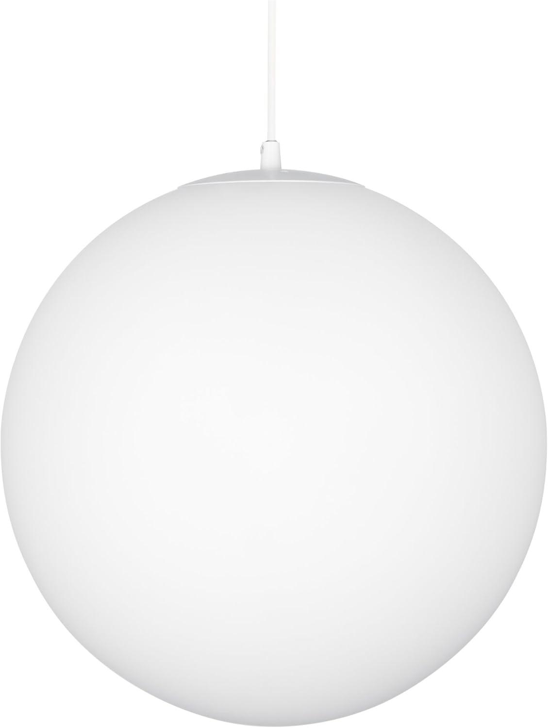 White Frosted Glass Globe Pendant Light with Adjustable Wire