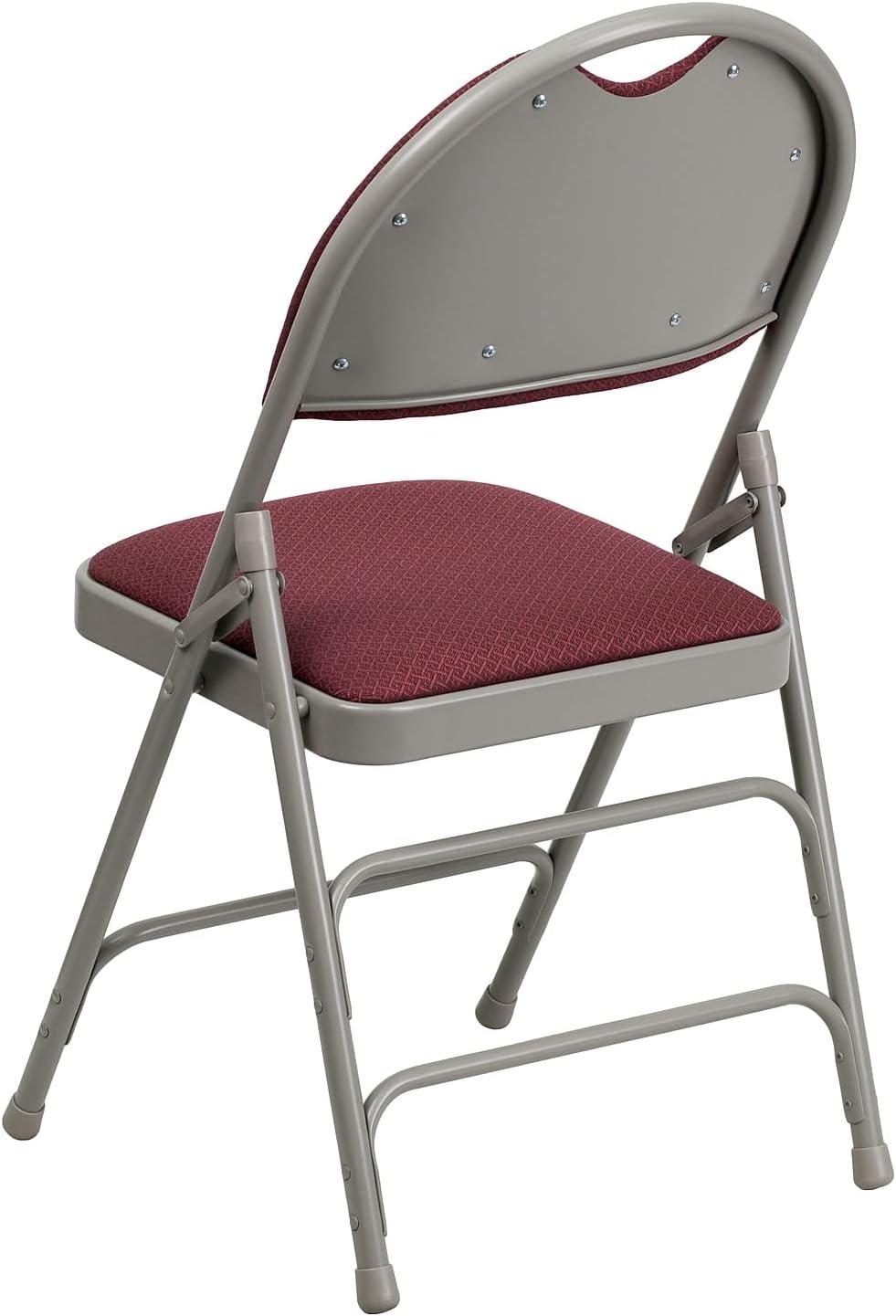 Flash Furniture 2 Pack HERCULES Series Ultra-Premium Triple Braced Burgundy Fabric Metal Folding Chair with Easy-Carry Handle