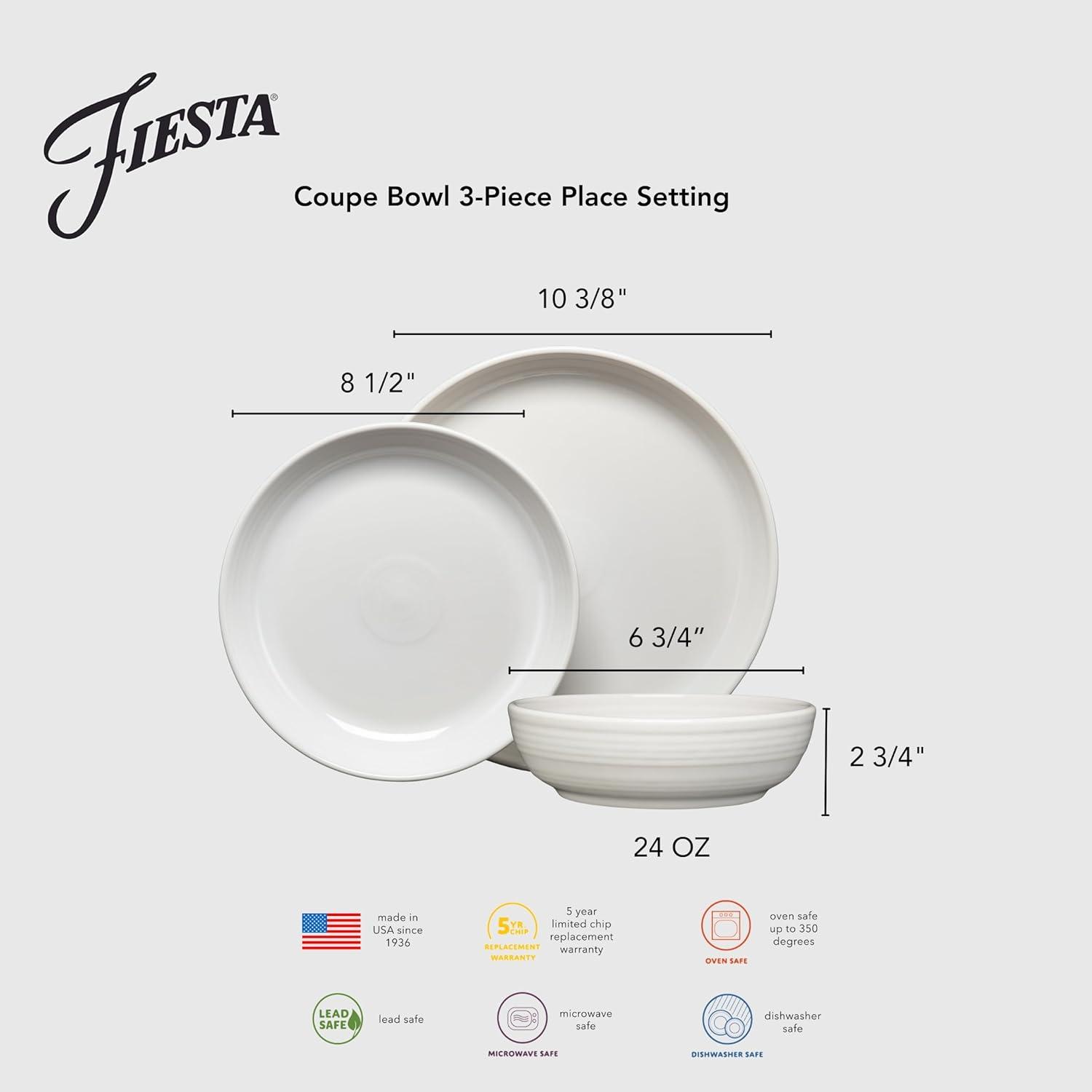 Fiesta Fiesta Bistro Coupe 3 Piece Place Setting, Service for 1