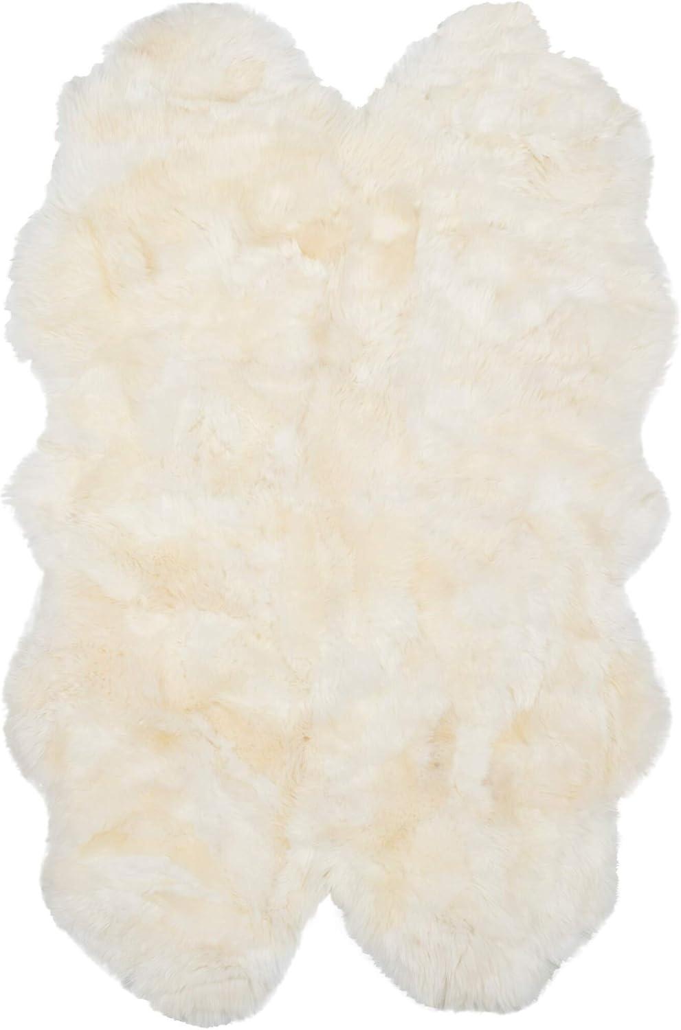 SAFAVIEH Sheep Skin Jeptha Solid Area Rug, White, 4' x 6' Specialty