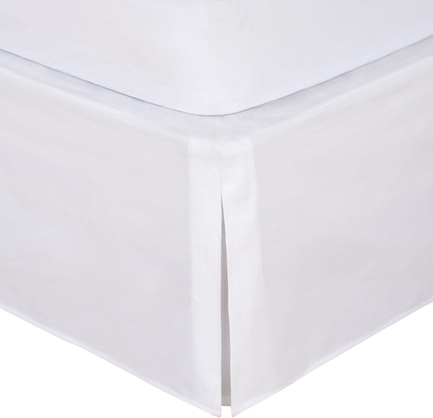 White Twin Polyester Wrap-Around Bed Skirt with Split Corners