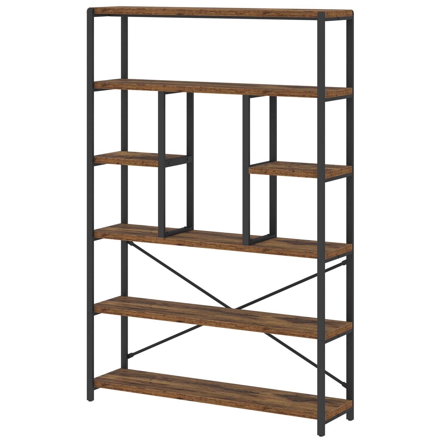 Tribesigns 7-Tier L-Shaped Bookshelf, Modern Corner Book Display Shelving Unit Black