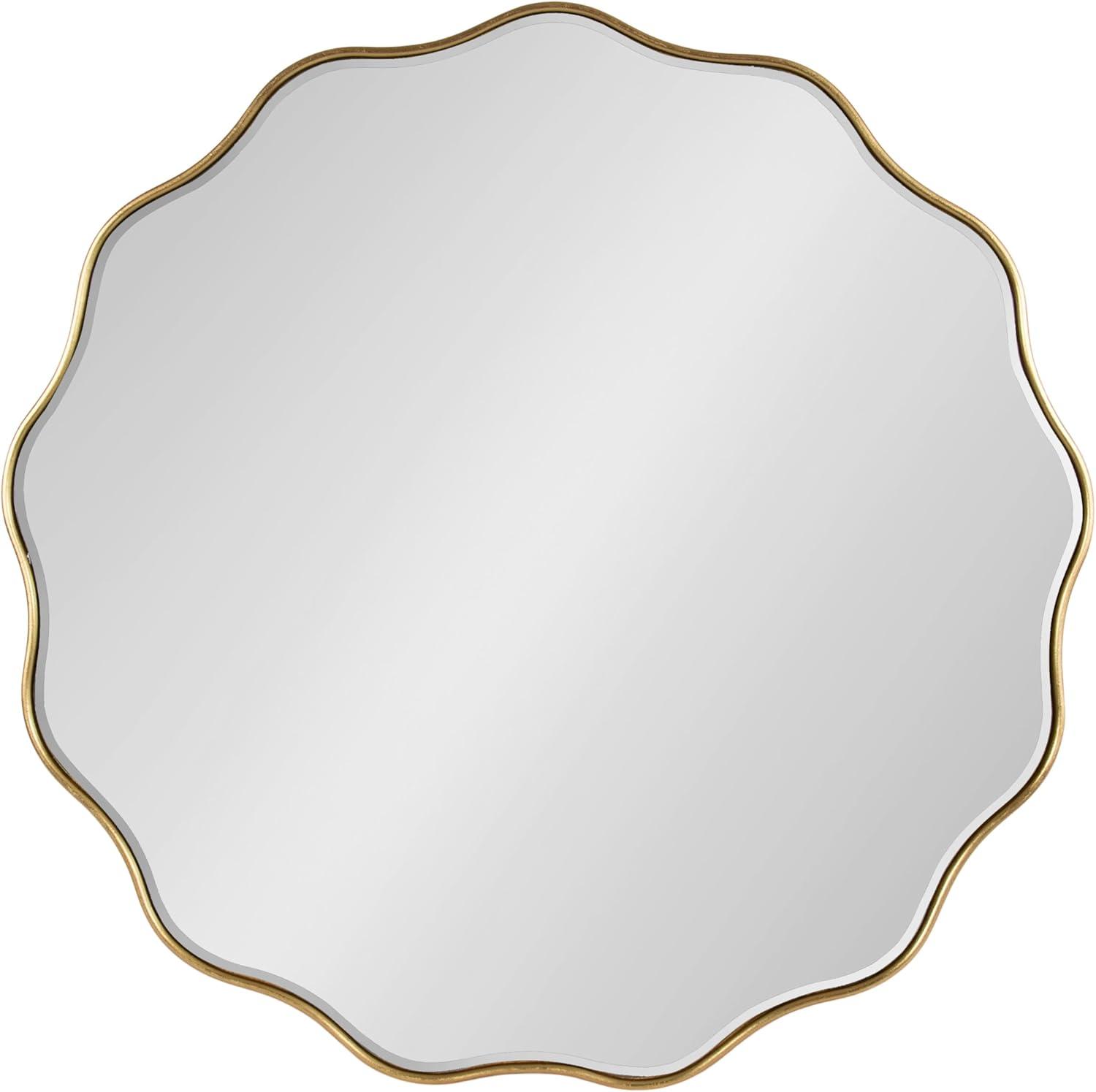 Kate & Laurel All Things Decor 32"x32" Viona Round Scalloped Mirror Gold: Luxury Glam Decor, No Assembly, Espejo