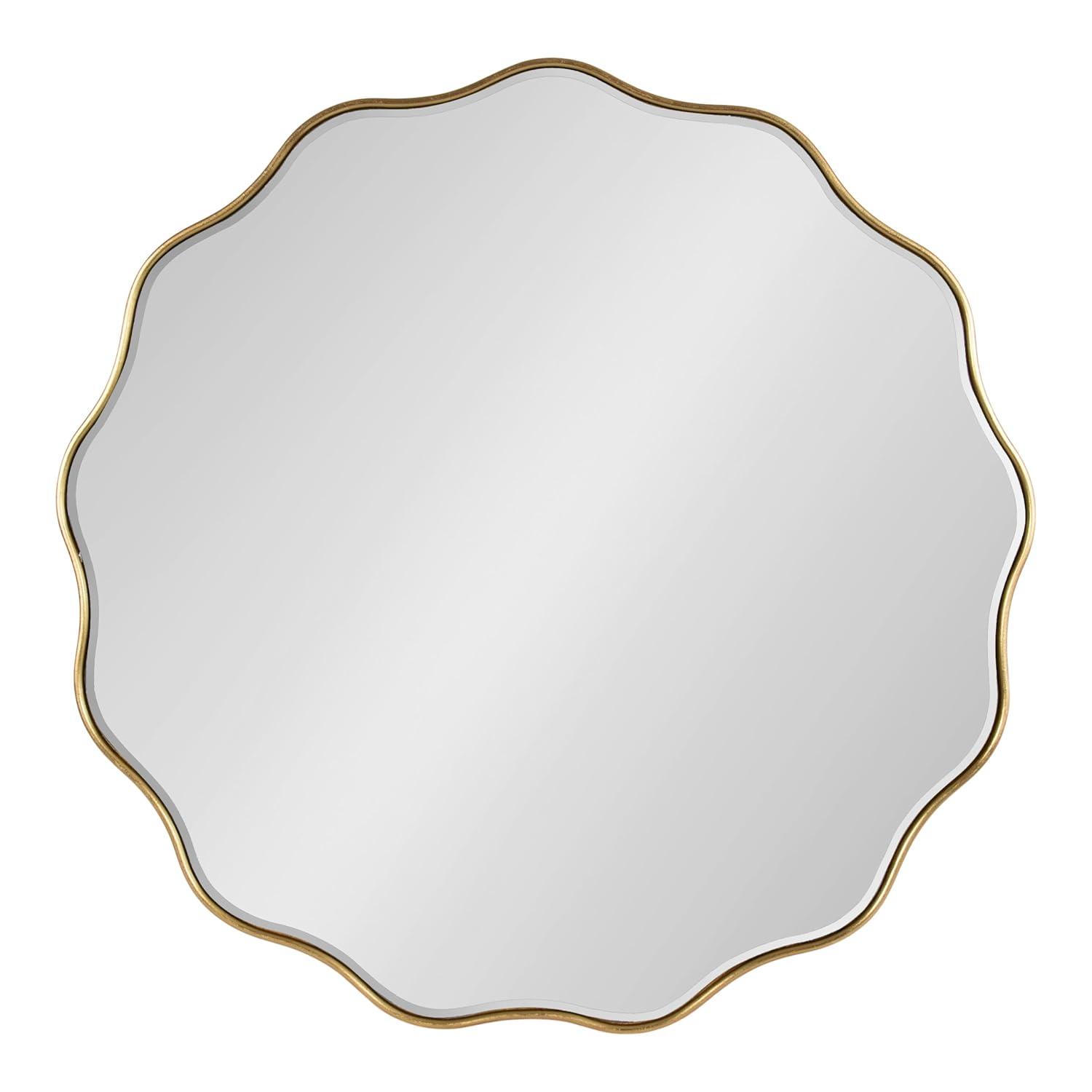 Kate & Laurel All Things Decor 32"x32" Viona Round Scalloped Mirror Gold: Luxury Glam Decor, No Assembly, Espejo