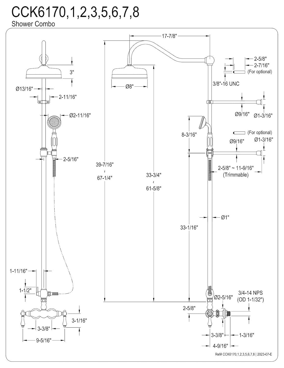 Kingston Brass Kingston Brass Vintage Tub Wall Mount Rain Drop Shower System with Hand Shower CCK6173