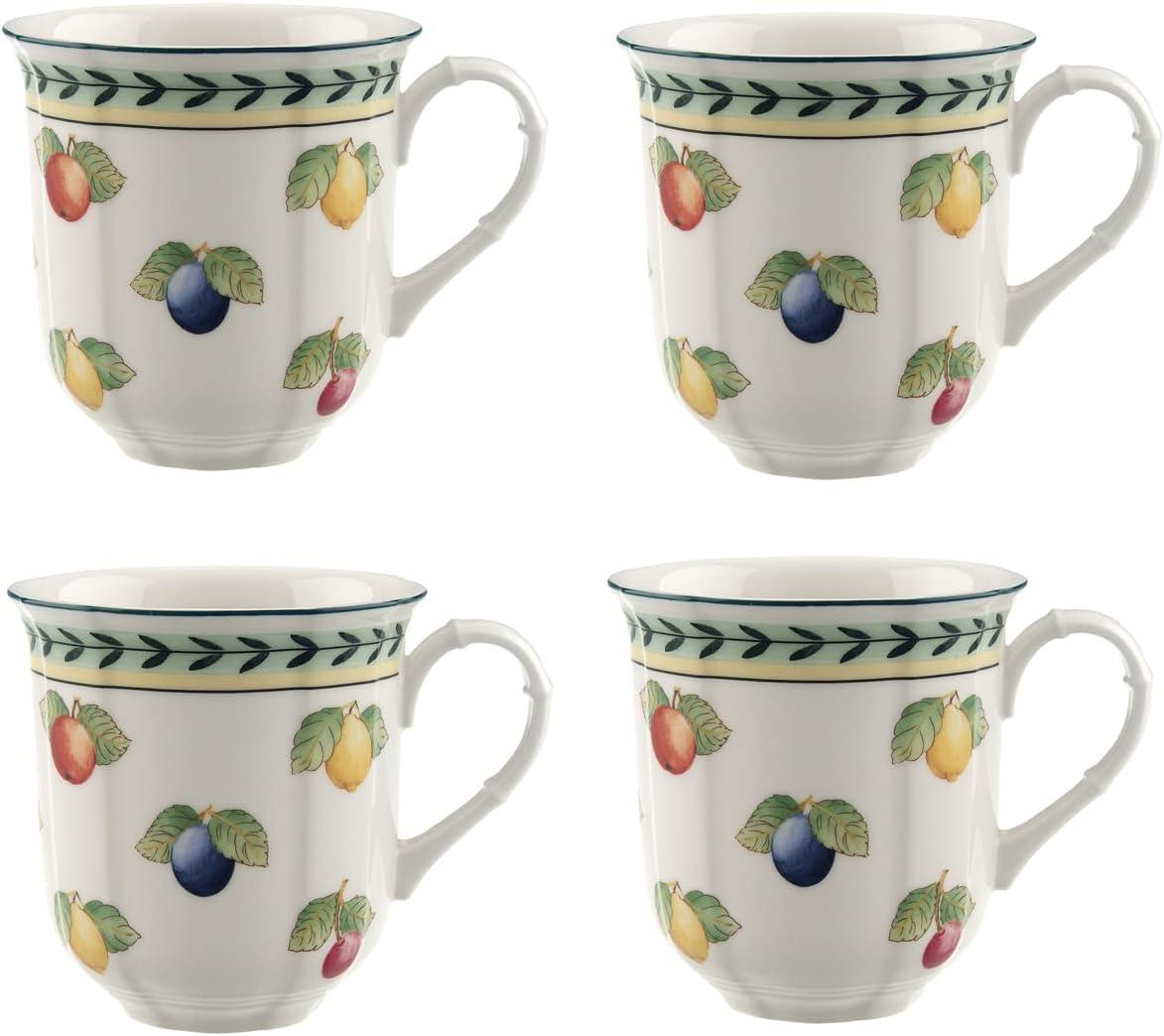 White Ceramic Summer Fruit Pattern Mug, 11oz