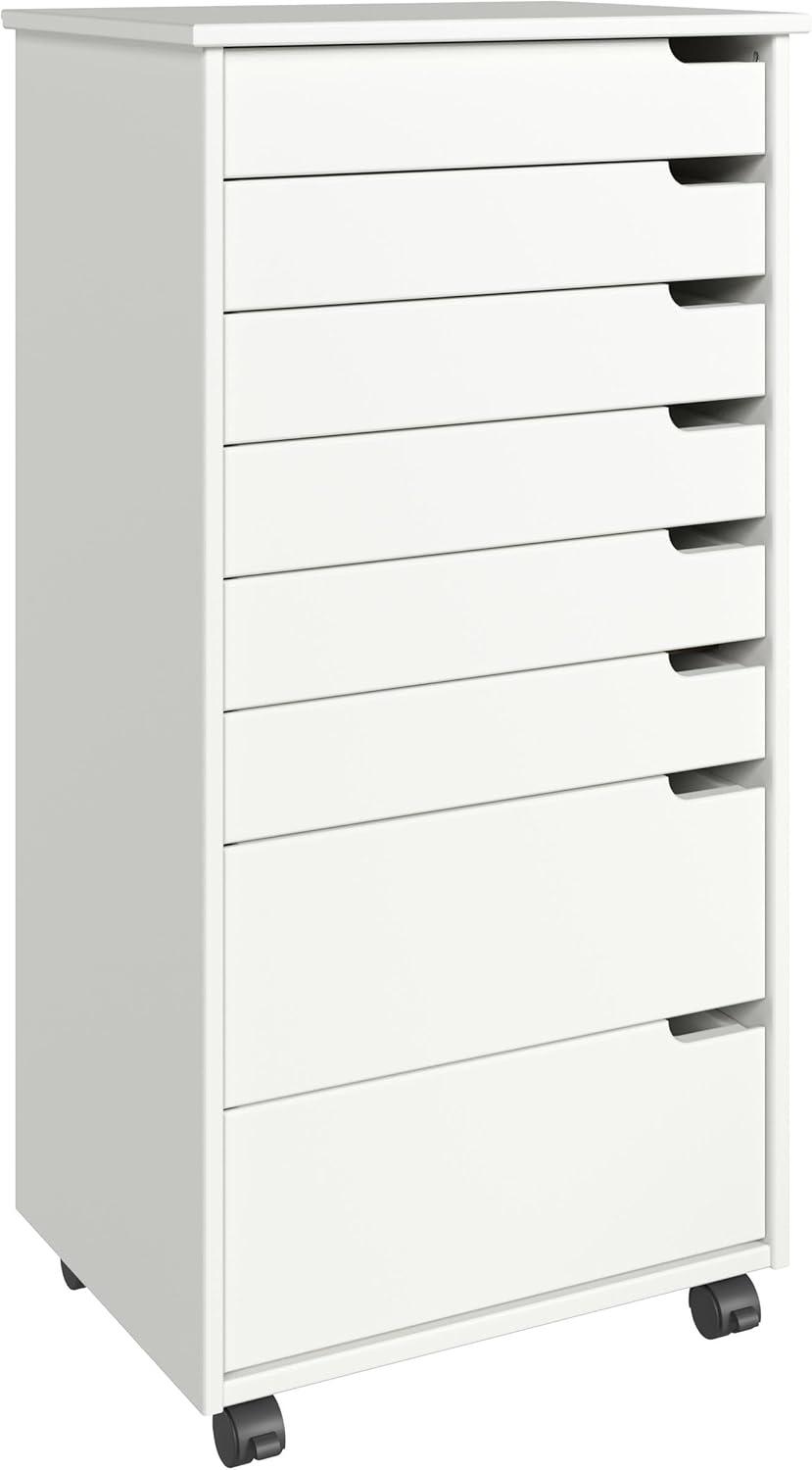 Adeptus Original Euro Roll Cart, Solid Wood, 6+2 Drawer Extra Wide Drawers Roll Carts, White