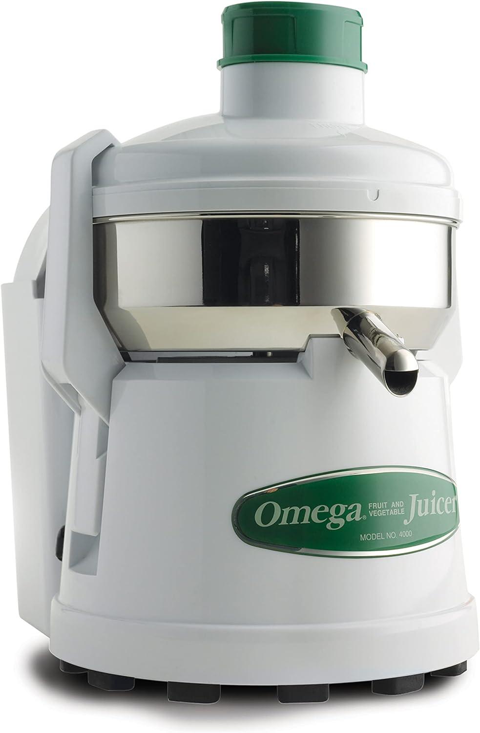 Omega High-Speed Automatic Pulp Ejection Juicer, in White (J4000)