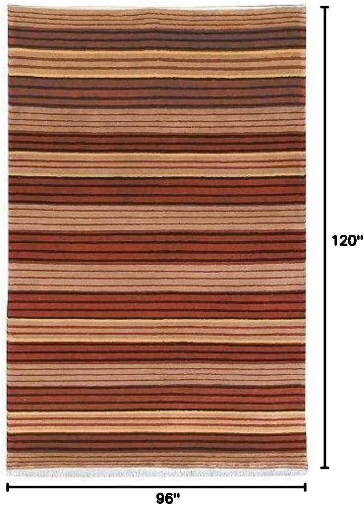 Lexington 8' x 10' Red and Beige Striped Wool Rug