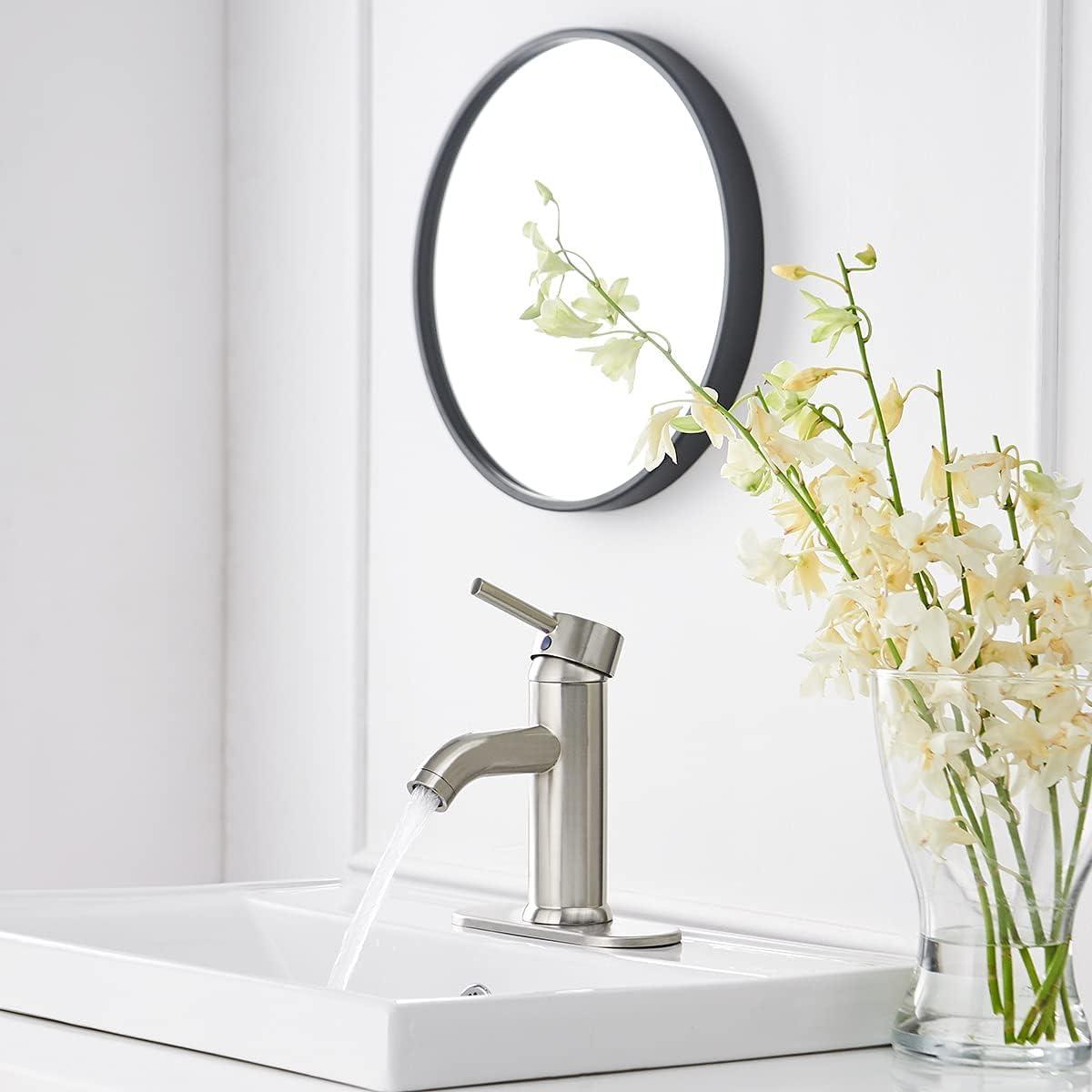Brushed Nickel Bathroom Faucet Single Hole Single Handle Lavatory Basin Bath Sink Vanity Faucet Deck Mount Modern Brass Commercial Stainless Steel