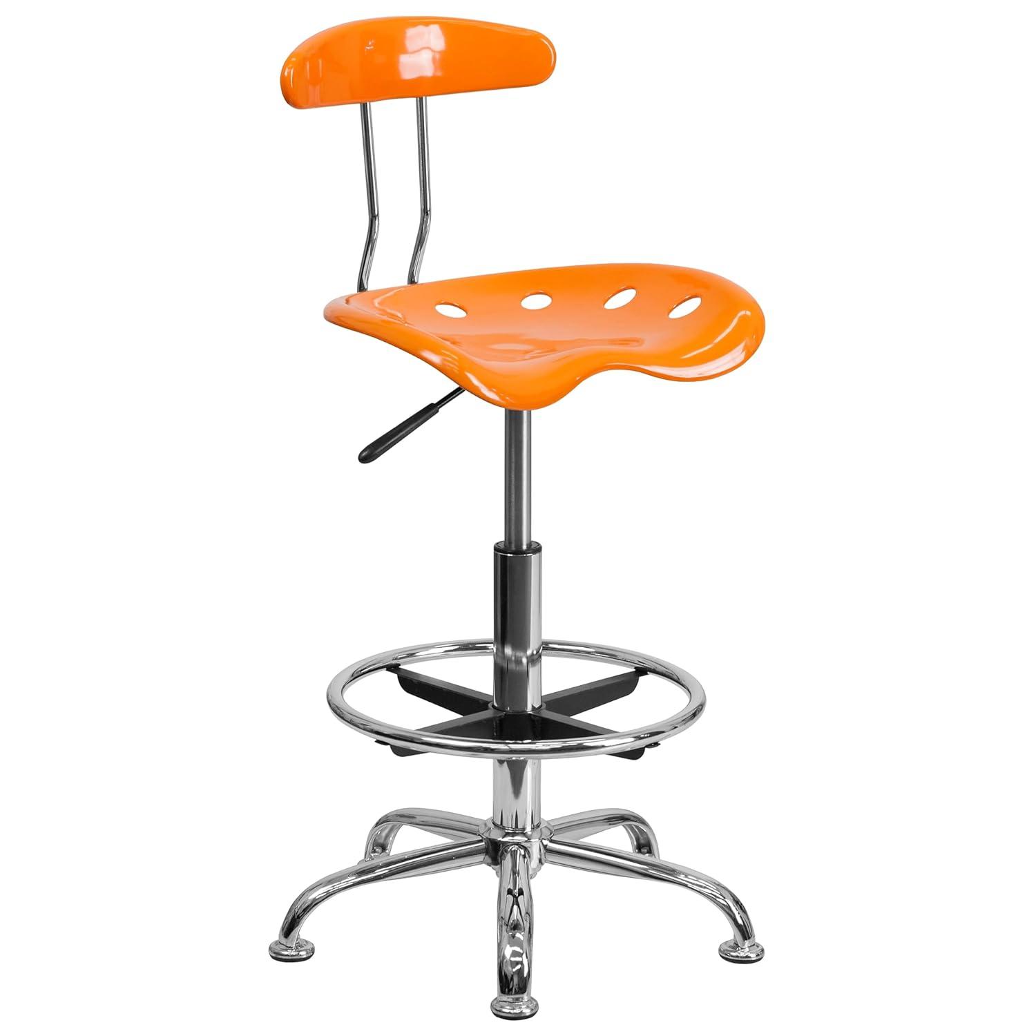 Flash Furniture Monroe Vibrant Chrome Drafting Stool with Tractor Seat