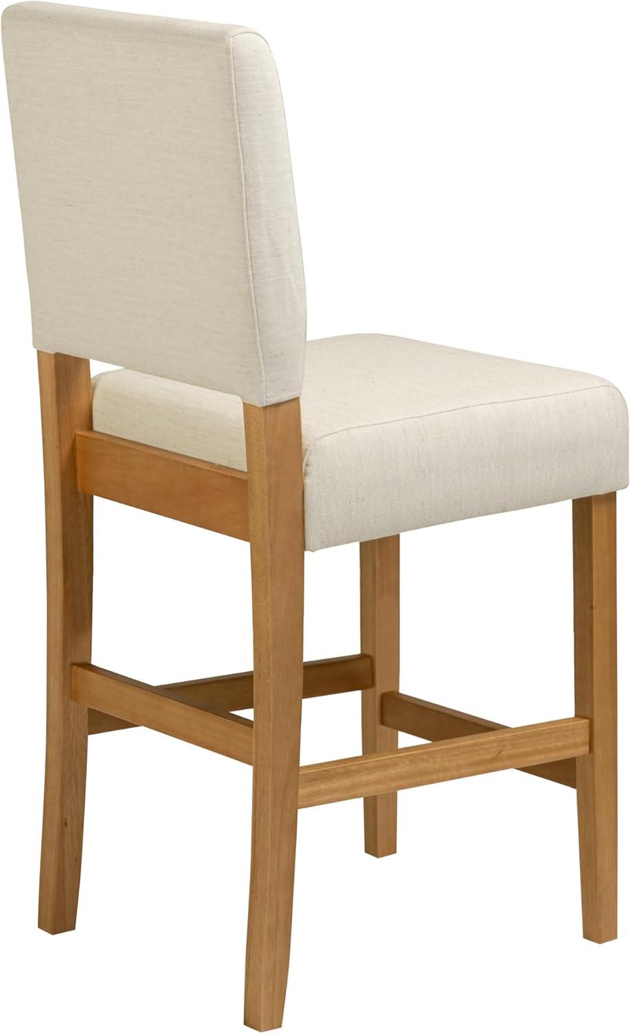 Brax Counter Height Stool with Upholstered Back and Wood Base – Set of 2 for Kitchen Counters and Islands – Modern Chairs in Natural White Sand, Leick Home, 214460