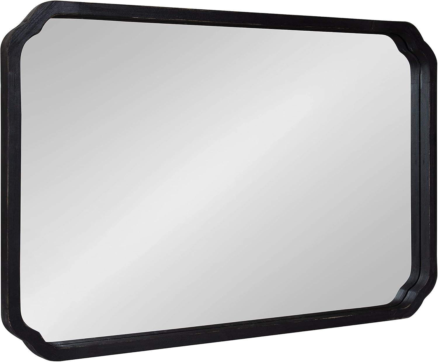 Kate & Laurel All Things Decor 24"x36" Marston Farmhouse Rectangle Wall Mirror Black: Modern Wood Frame, No Assembly Required