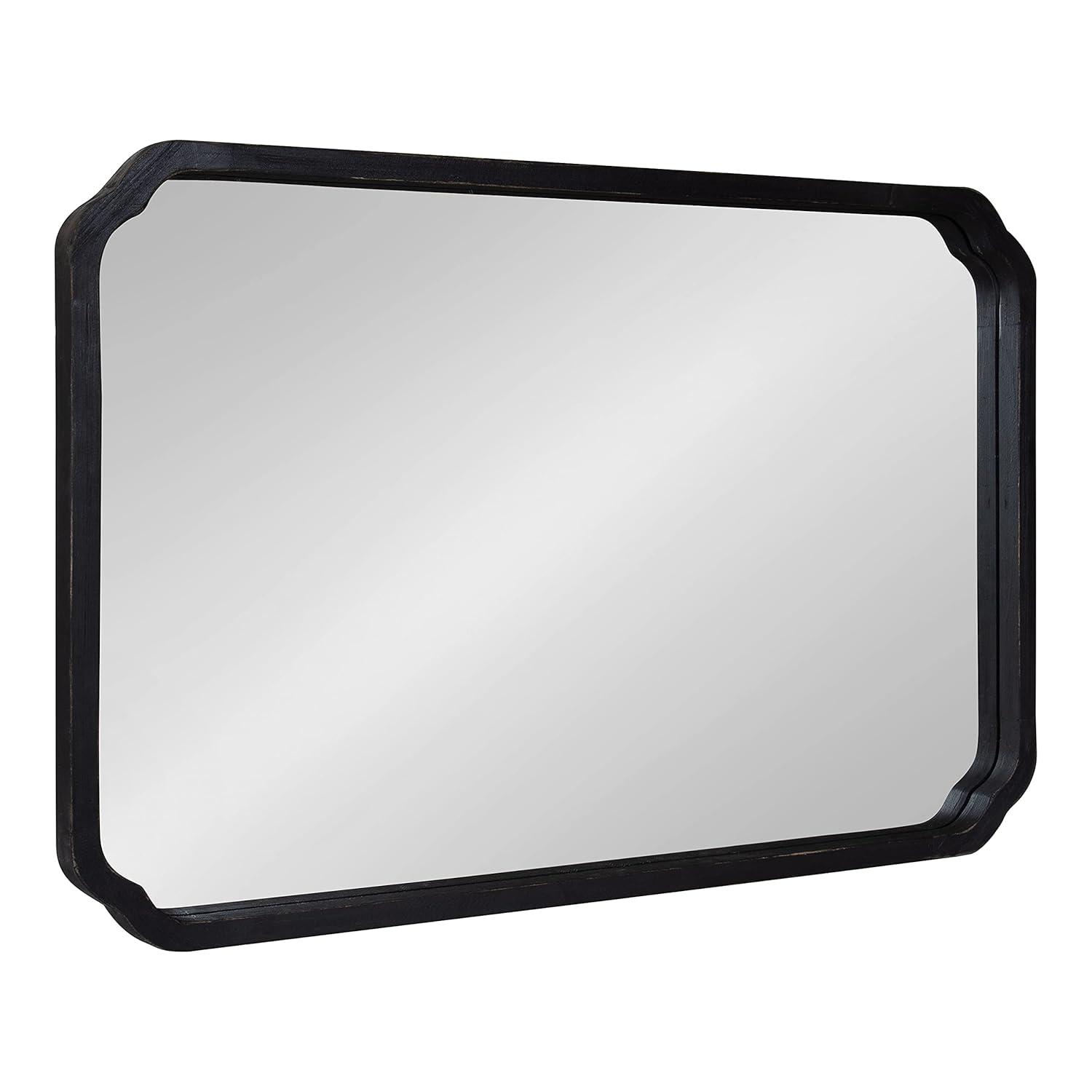 Kate & Laurel All Things Decor 24"x36" Marston Farmhouse Rectangle Wall Mirror Black: Modern Wood Frame, No Assembly Required