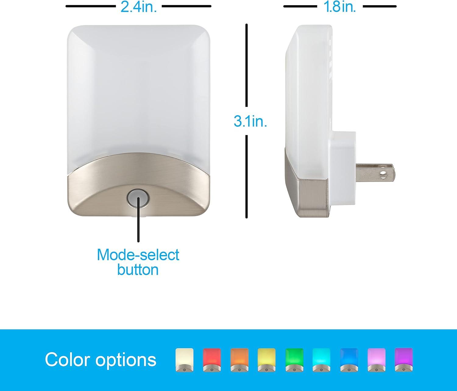 GE Color-Changing LED Night Light, Dusk to Dawn, Brushed Nickel, 34694