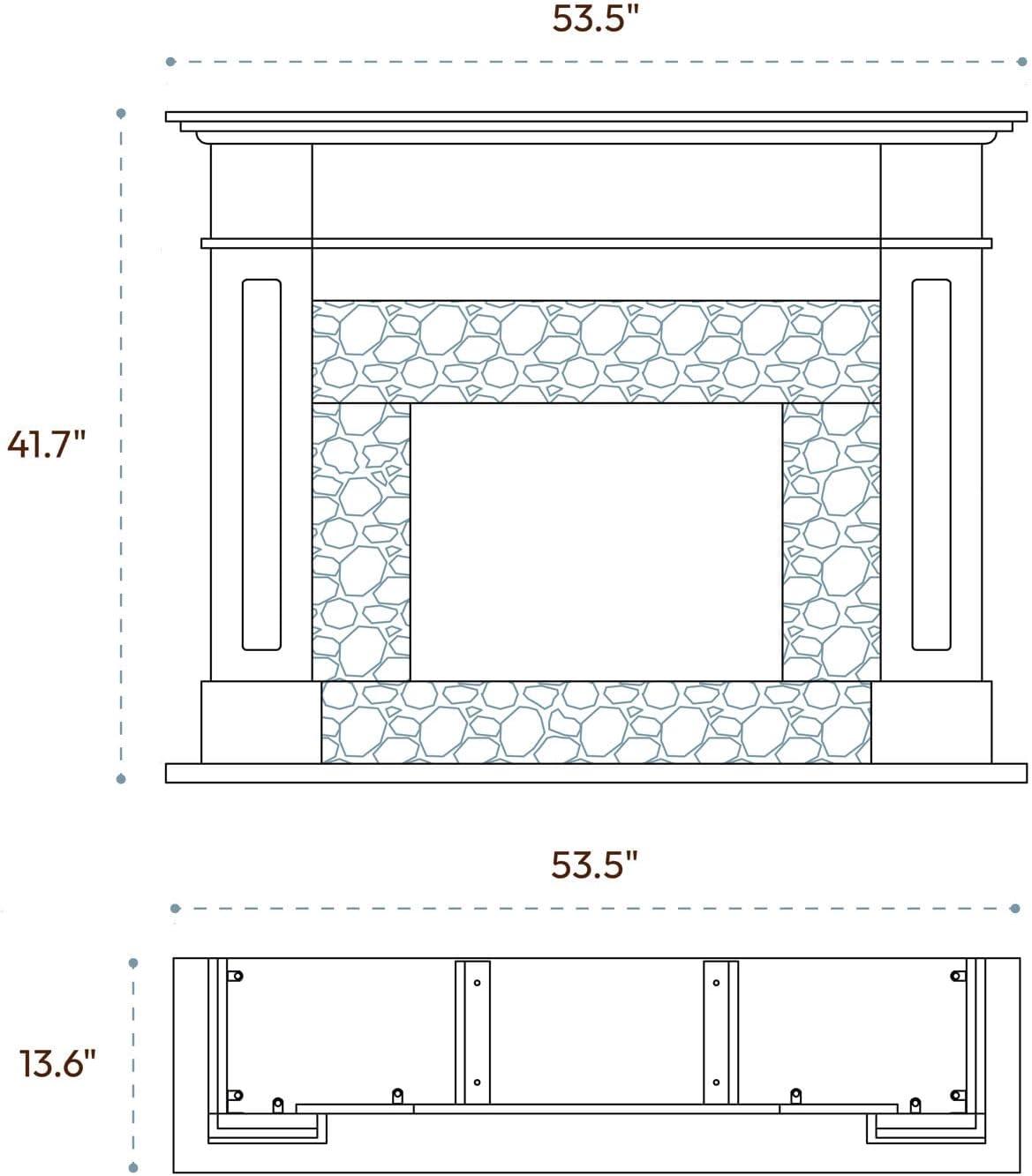 Cambridge Cambridge Sofia 53-in. Electric Fireplace Mantel in with Black Marble Inlay and Crystal Rocks