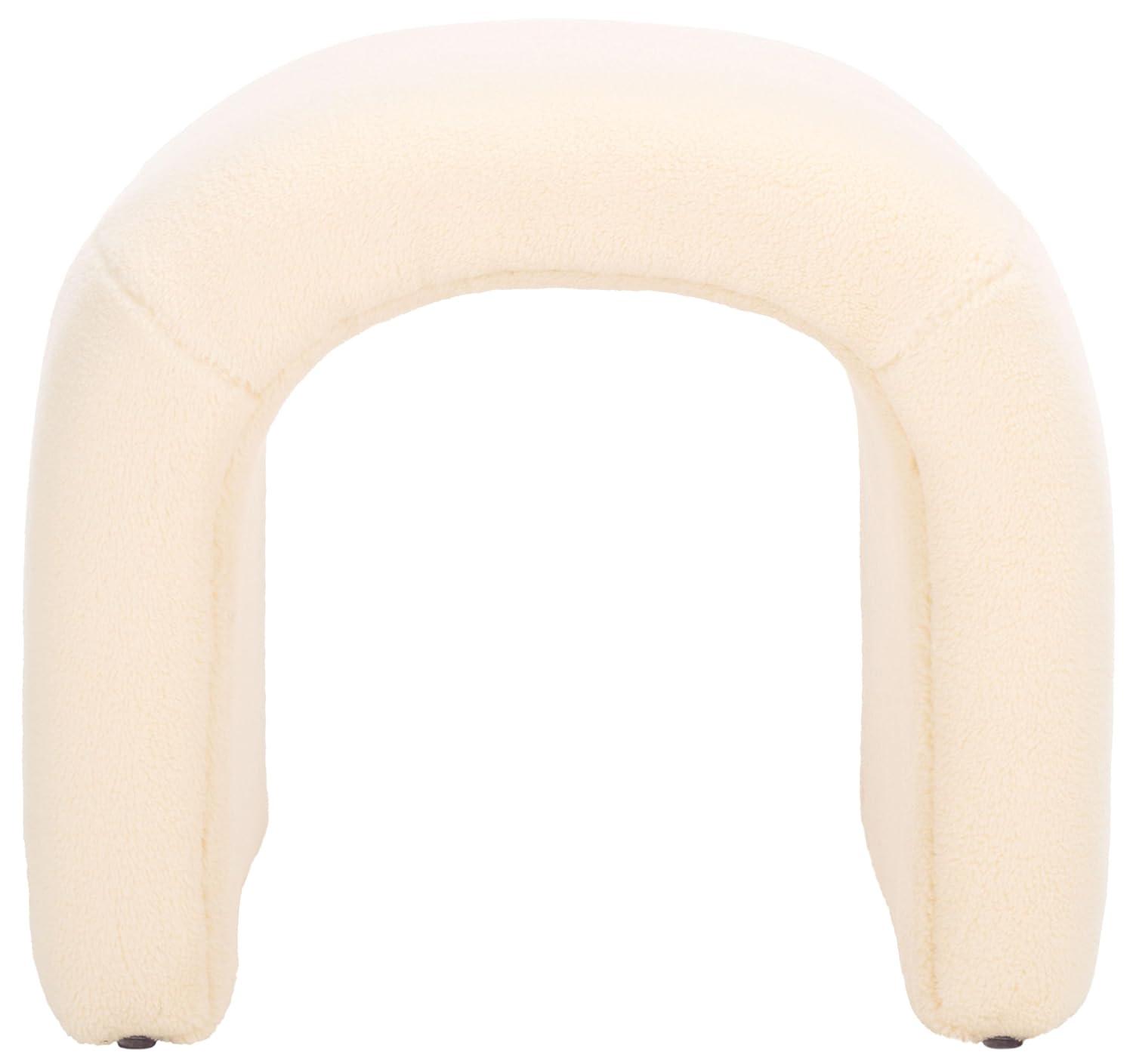 SAFAVIEH Kibo Modern Faux Shearling Ottoman, Cream