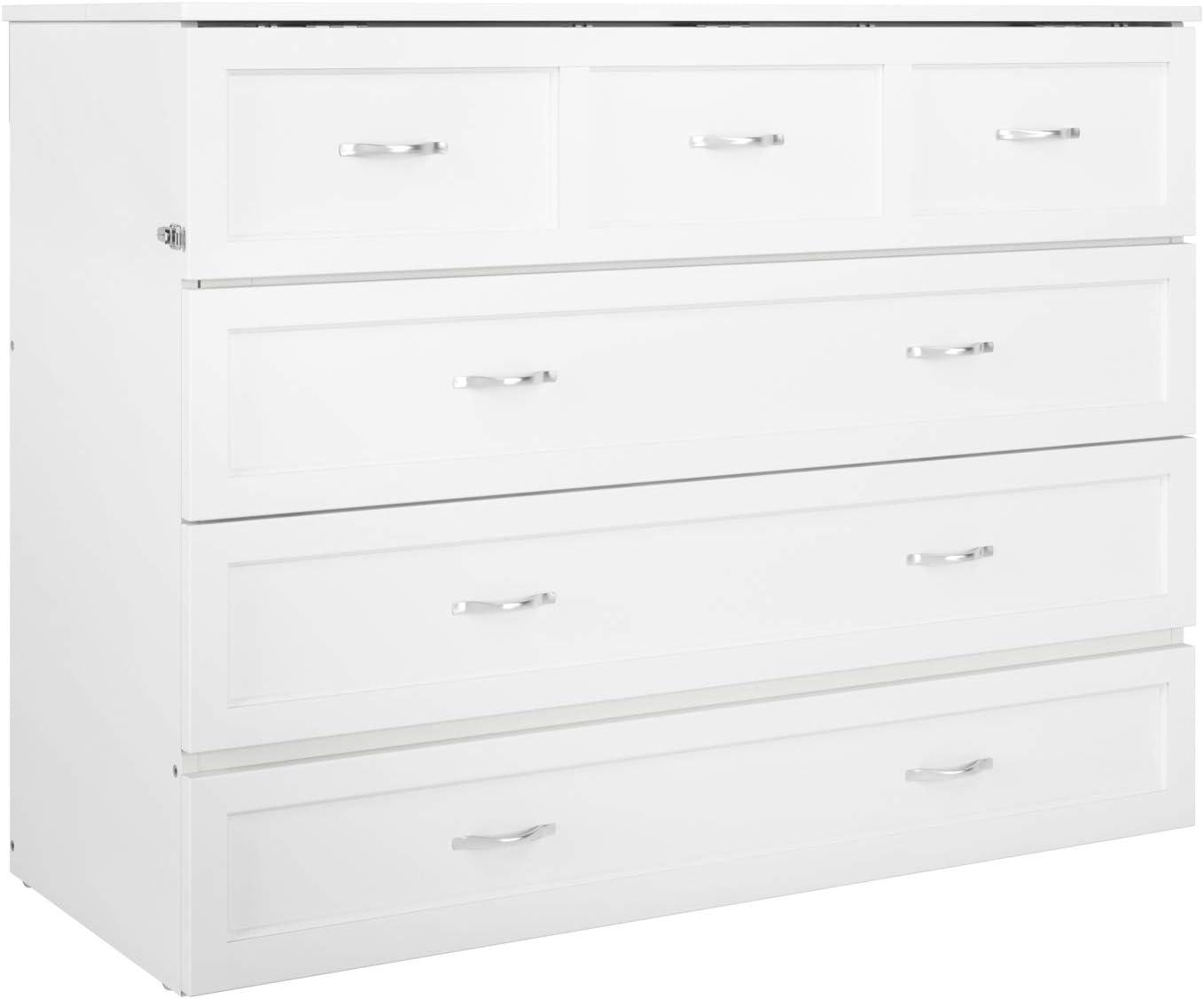 Full Deerfield Murphy Bed Chest USB Turbo Charger White - AFI