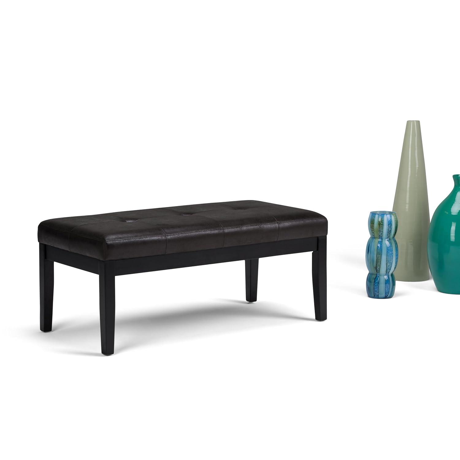 Simpli Home Lacey 41"W Tufted Ottoman Bench with Solid Wood Frame