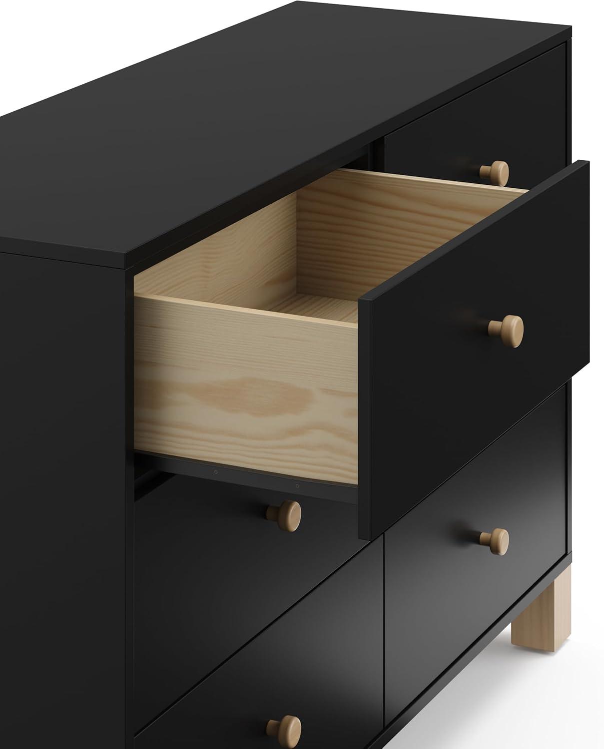 Black and Driftwood 6-Drawer Nursery Dresser