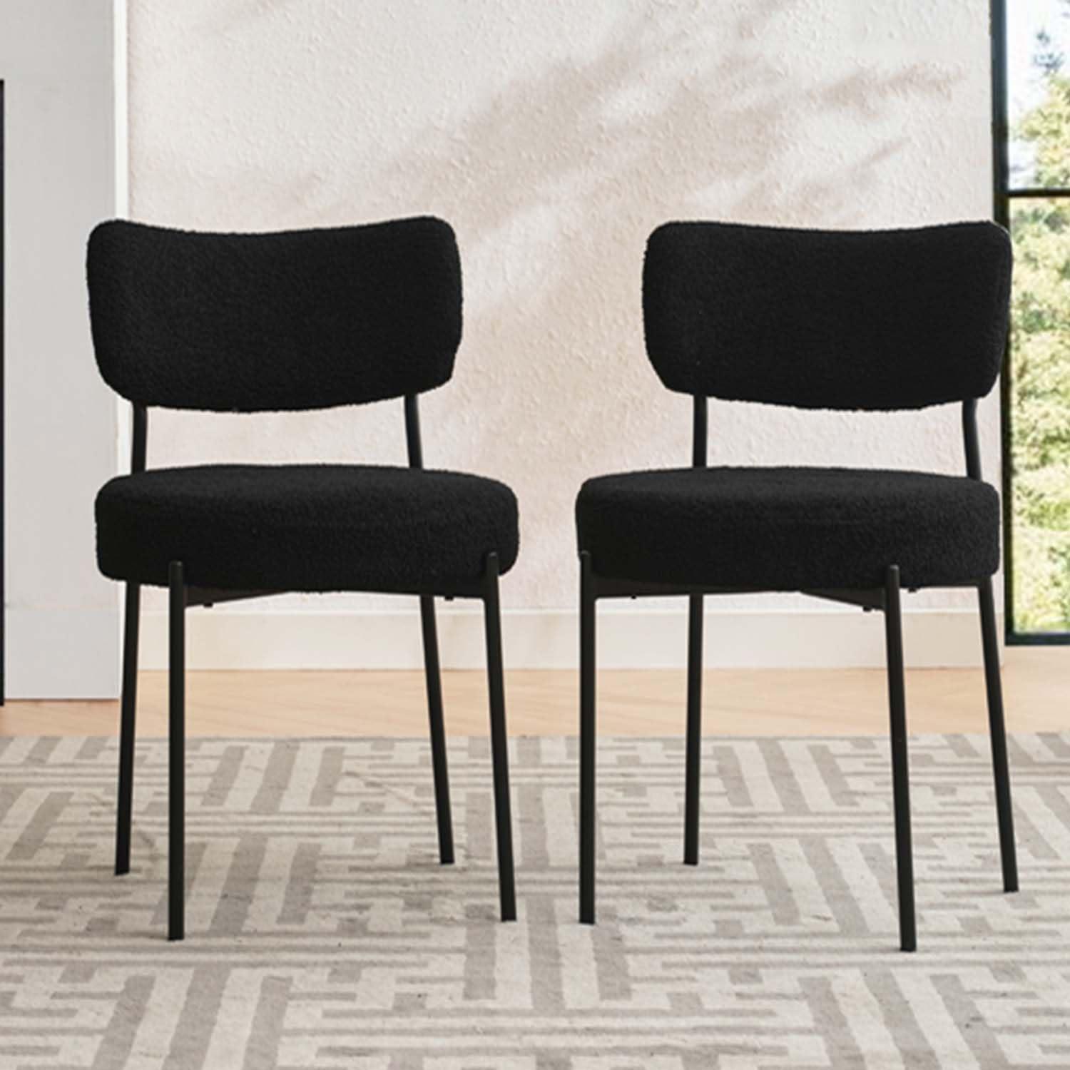 XINMICS White Dining Chairs Boucle Dining Room Chair Set of 2