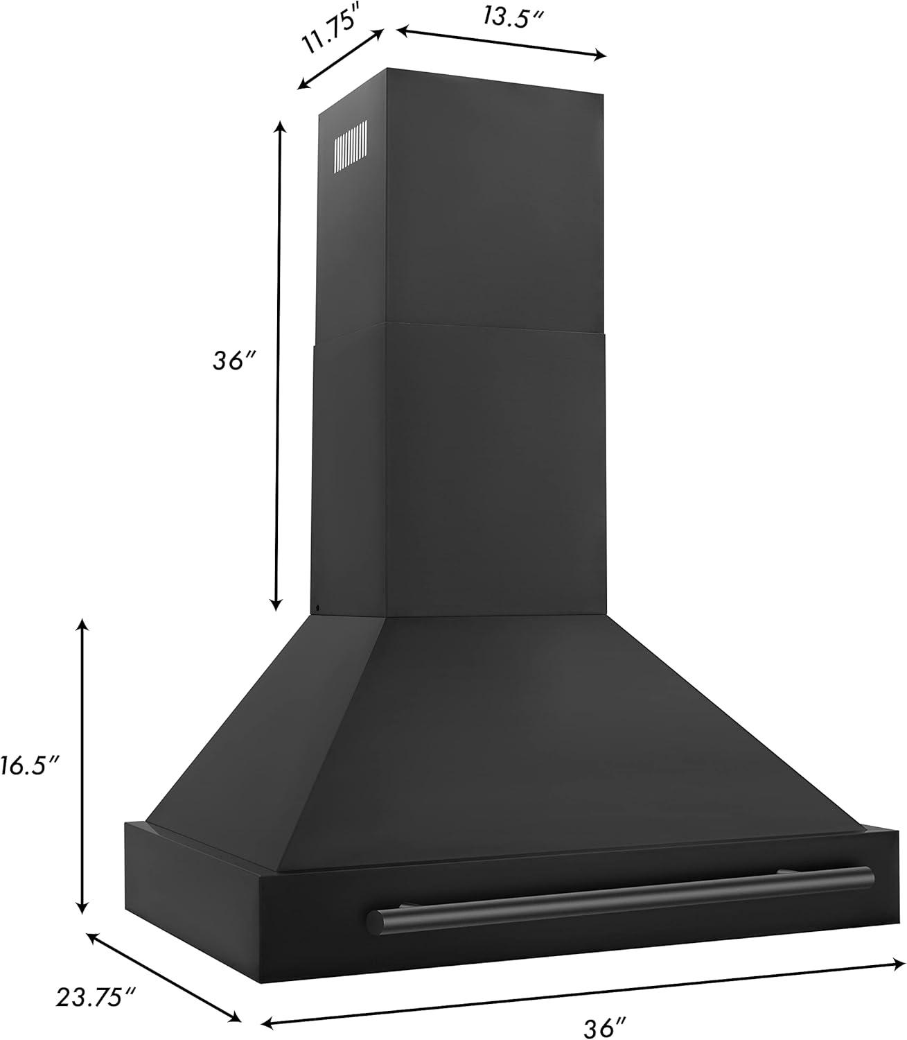 ZLINE ZLINE 36 in. Black Stainless Steel Range Hood W/ Black Stainless Steel Handle (BS655-36-BS) BS655-36-BS