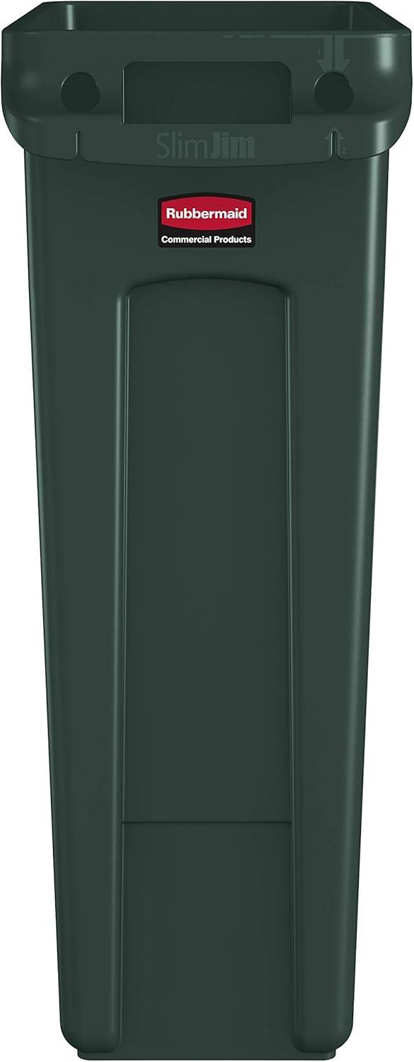 Dark Green Rectangular Plastic Commercial Trash Can Set