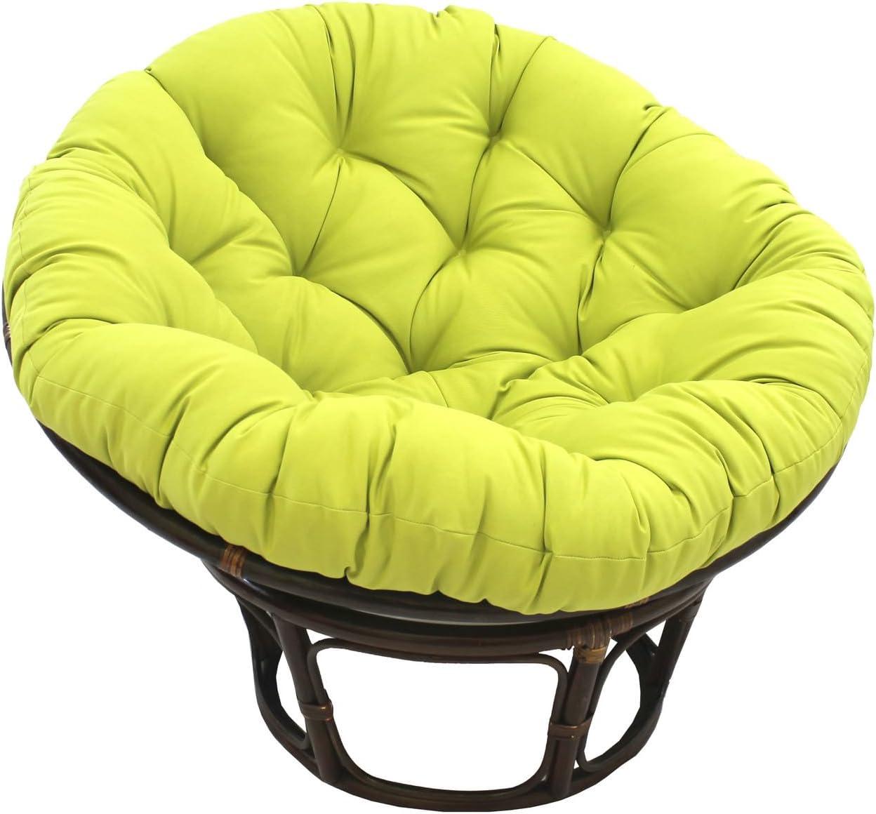 International Caravan 42" Rattan Papasan Chair with Solid Twill Cushion Burgundy: Stained Frame, Armless Design, 250lb Capacity