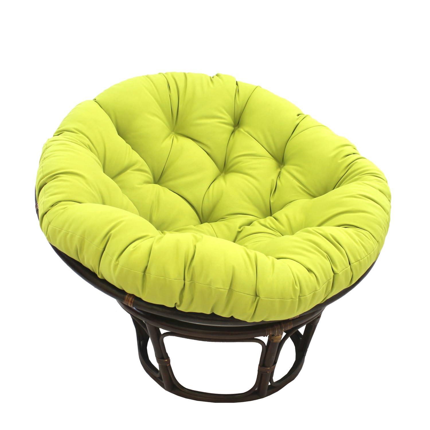 International Caravan 42" Rattan Papasan Chair with Solid Twill Cushion Burgundy: Stained Frame, Armless Design, 250lb Capacity