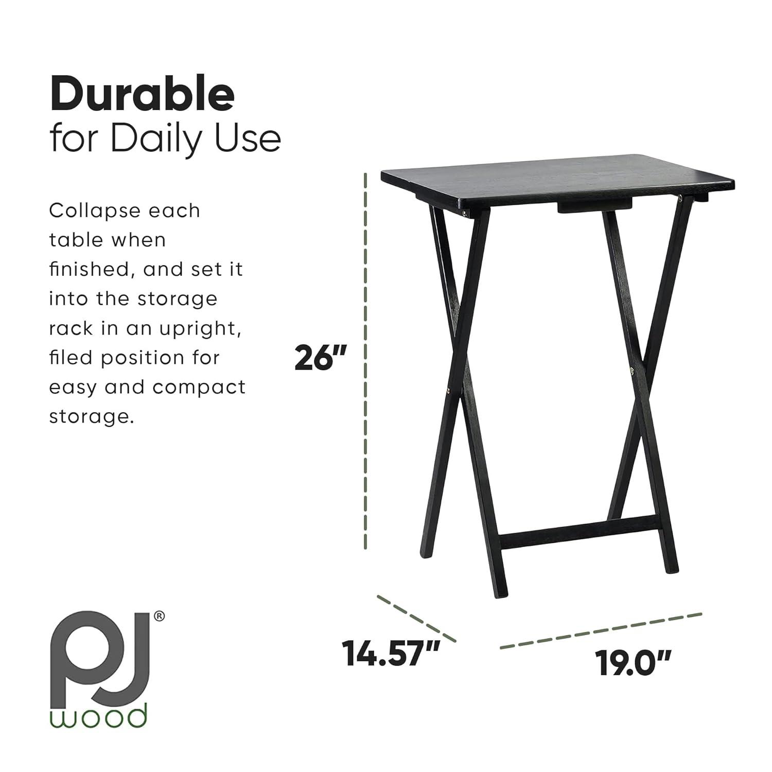 PJ Wood Folding TV Tray Tables with Compact Storage Rack, 5 Piece Set & Reviews | Wayfair