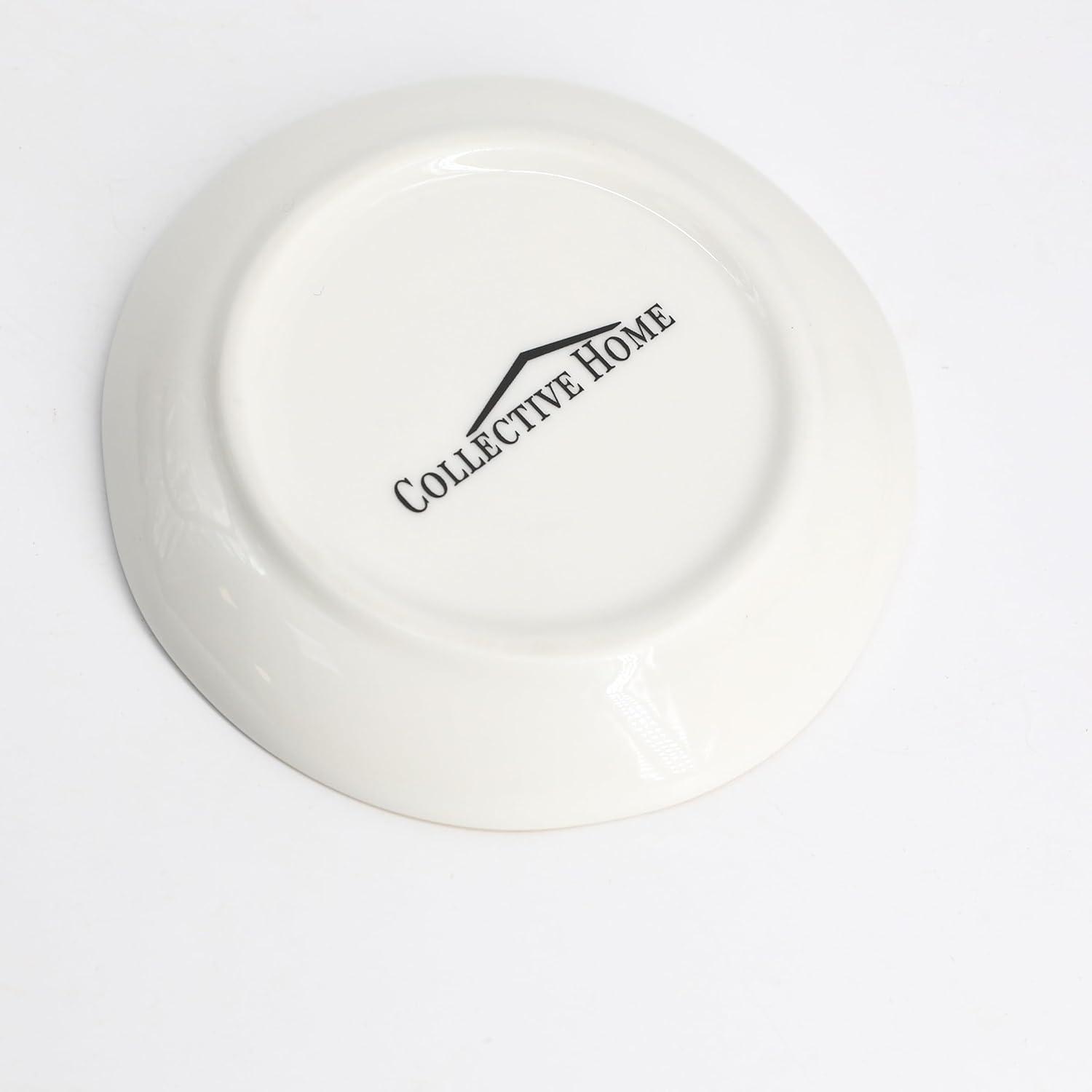 COLLECTIVE HOME - Ceramic Jewelry Tray, Decorative Trinket Dish for Rings Earrings Necklaces Bracelet Watch Keys, Birthday Mother's Day Christmas Gift for Women, 4.75", White Surface (O)