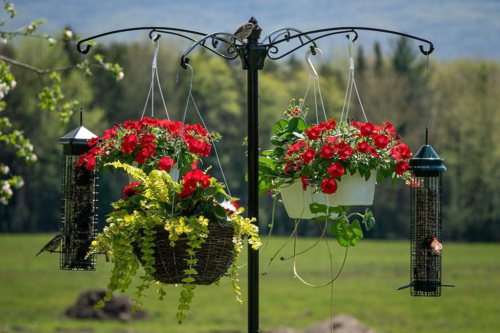 Brome Raccoon Buster Guardian Pole for Bird Feeders/Planters, w/Bullseye Level and Torque Bar, Heavy Duty, 1.5-inch Diameter, 8ft Installed, Black