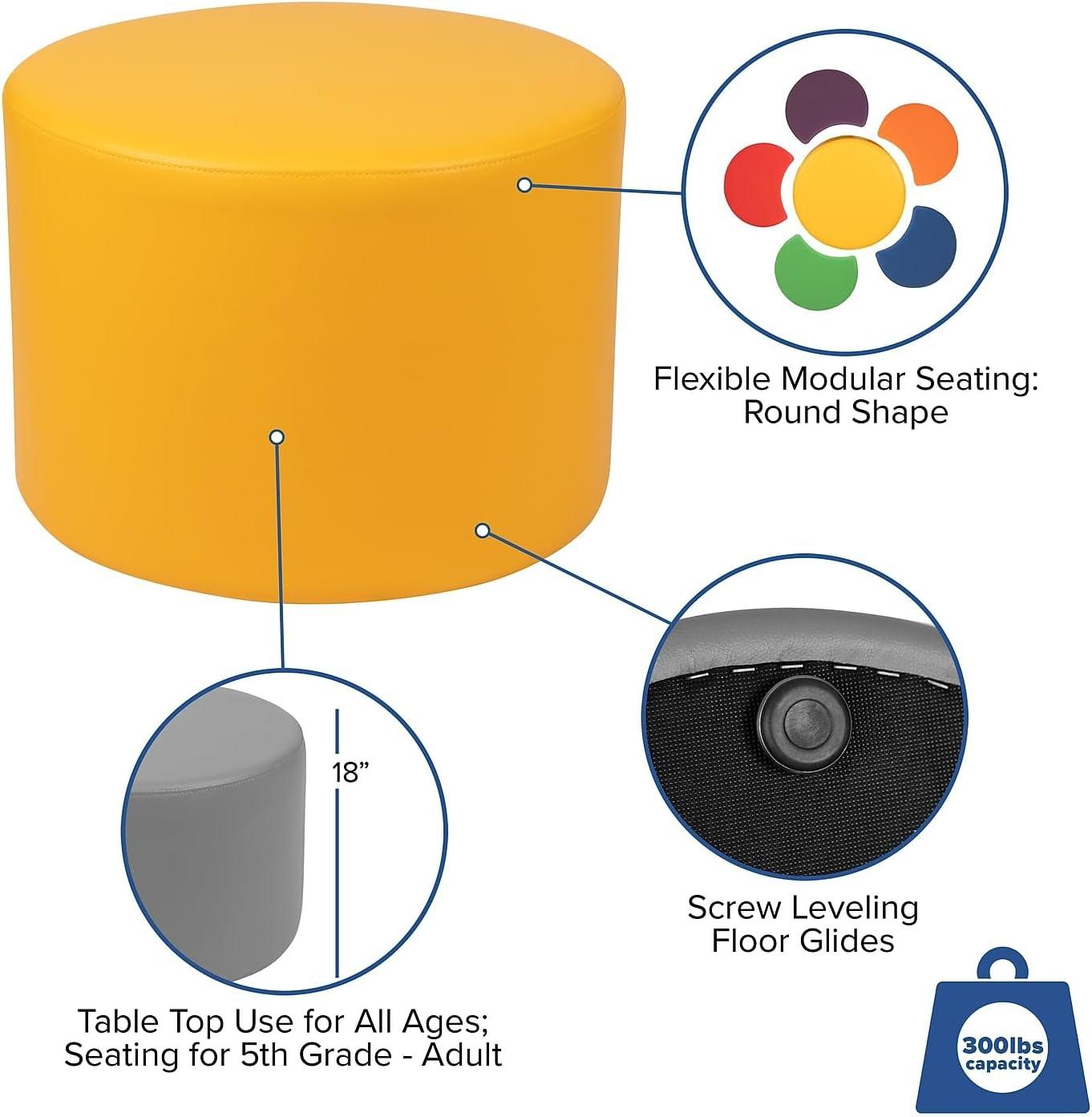 Nicholas Flexible Learning Modular Soft Seating Circle Ottoman for Classrooms and Common Spaces